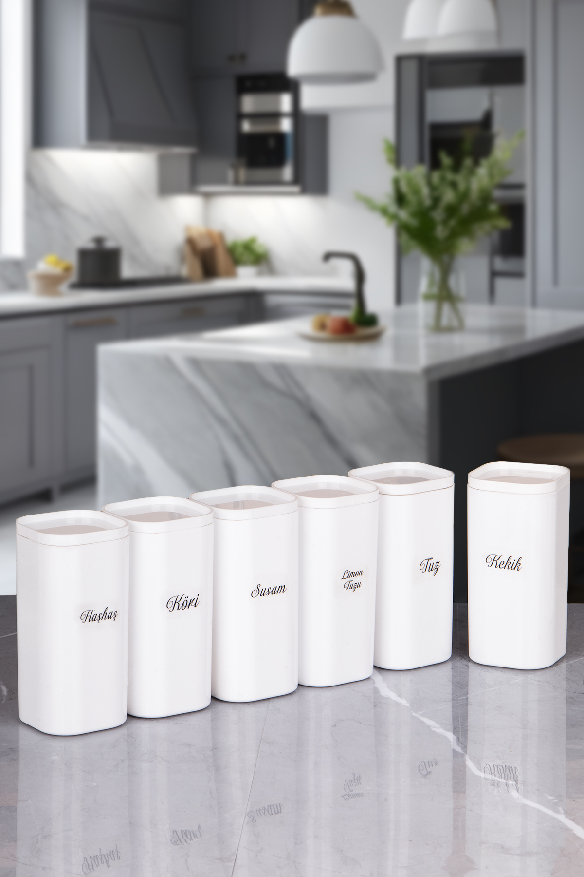 6-Piece White 300 ML Acrylic Vacuum Spice Holder with Lid 24 Label Gifts