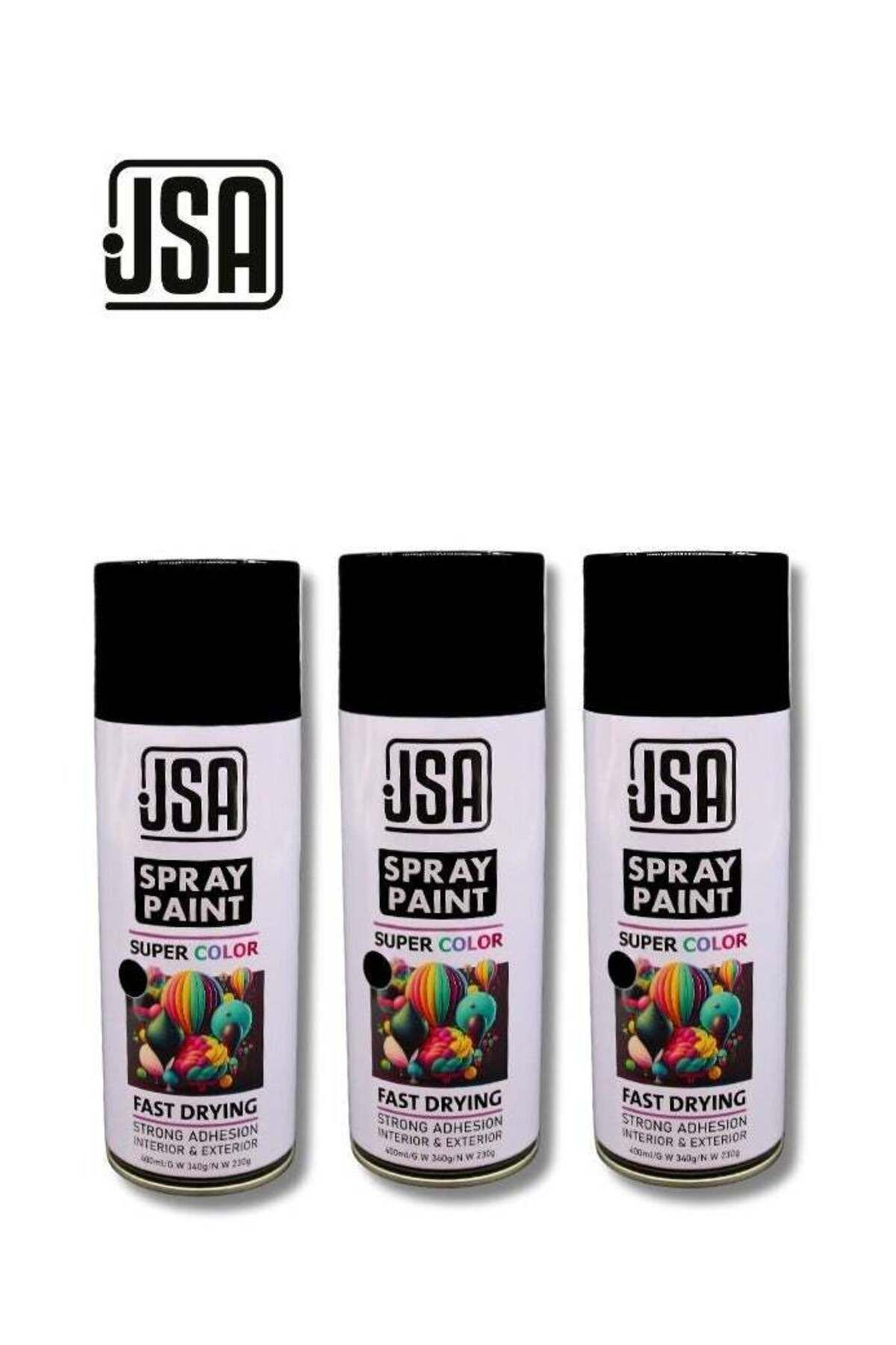 JSA-A set of 3 multi-purpose spray paint cans in black color, each with a capacity of 400ml 1