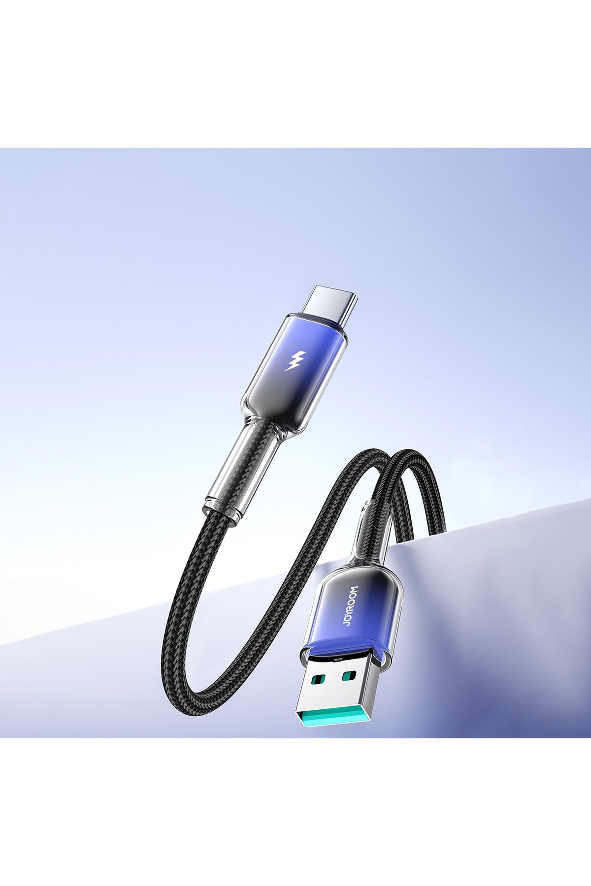 Joyroom-Kabel przewód Crystal-Clear Series 3A USB-A - USB-C 1.2m - czarny 10