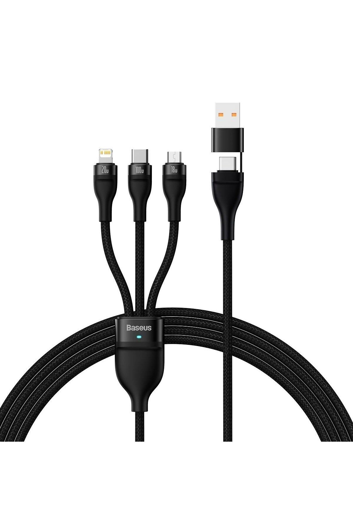 Baseus-Kabel przewód 4w1 USB+USB-C do USB-C / iPhone Lightning / micro USB 1.2m - czarny 1