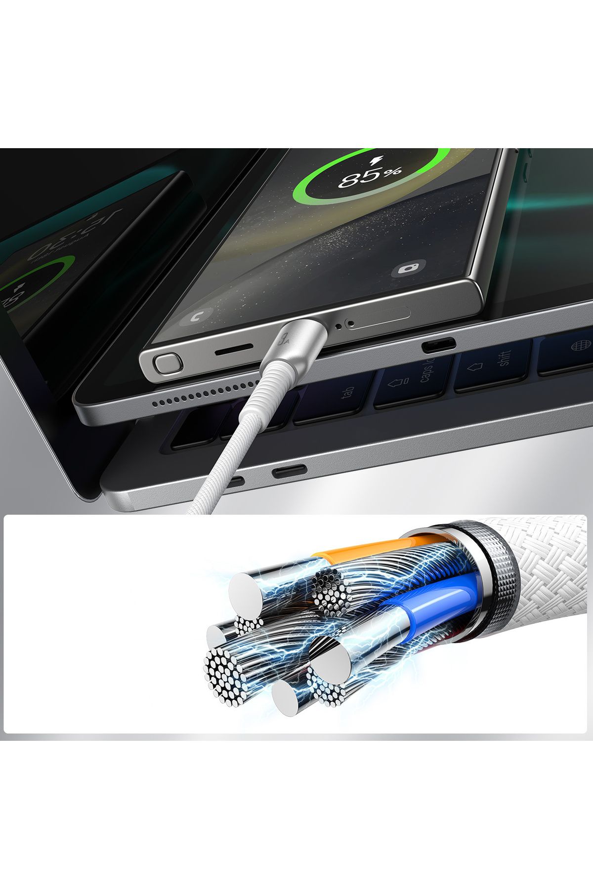 Joyroom-Cablu USB-A - USB-C 3A de ultimă generație, 1,2 m, gri 11