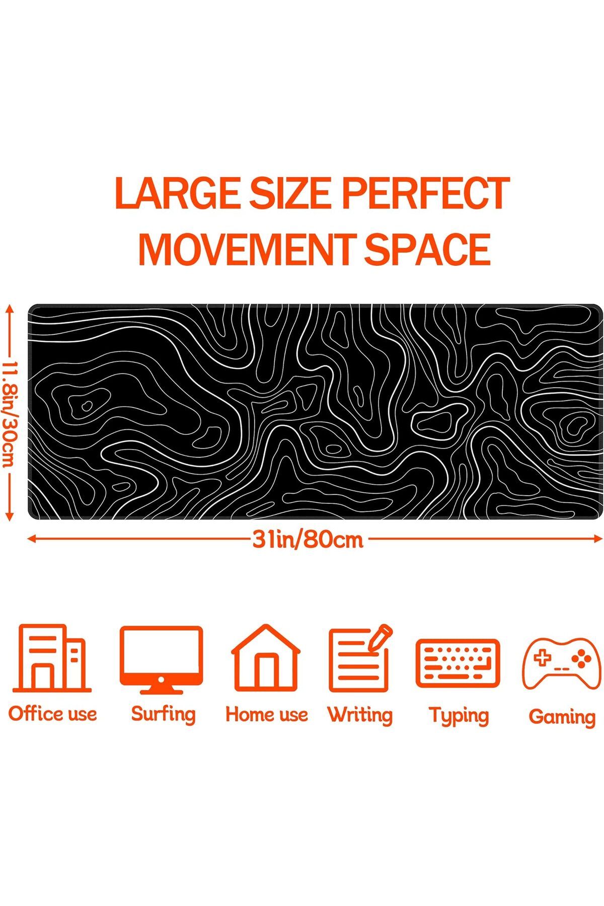 Lumely-Fabric Mouse Pad,Non-Slip Bottom Durable Stitched Edges Washable Foldable and Portable,30x80cm 4
