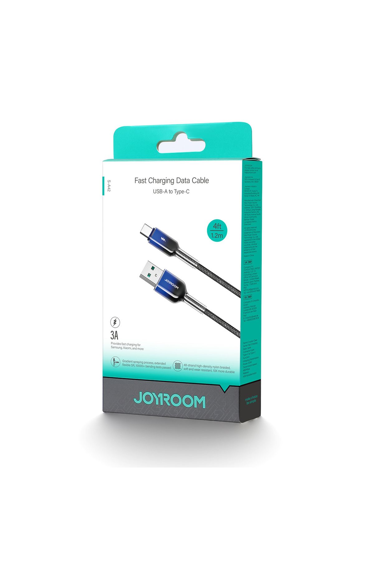 Joyroom-Kabel przewód Crystal-Clear Series 3A USB-A - USB-C 1.2m - czarny 8