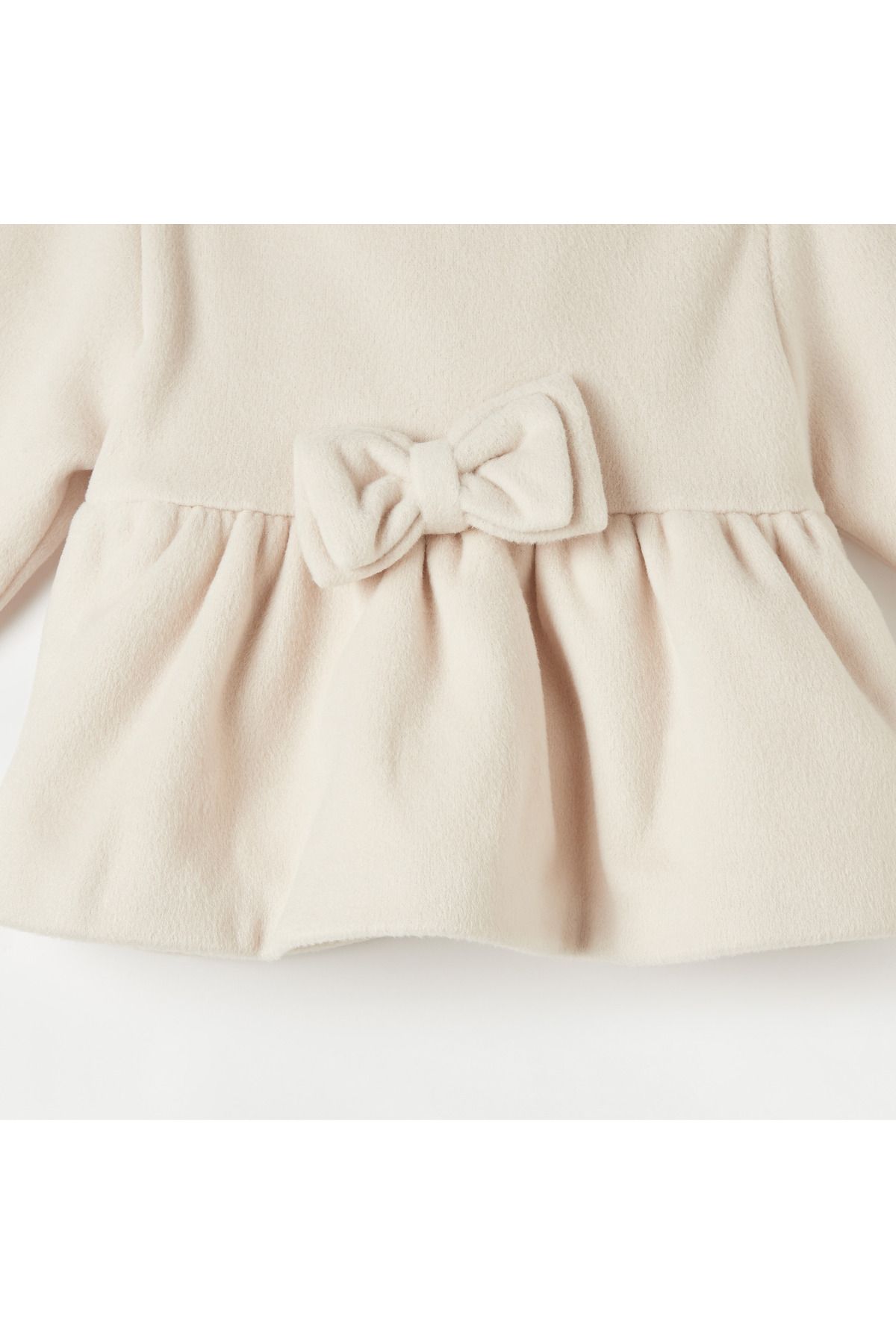 giggles-Textured Faux Fur Jacket with Button Closure and Bow Detail 5
