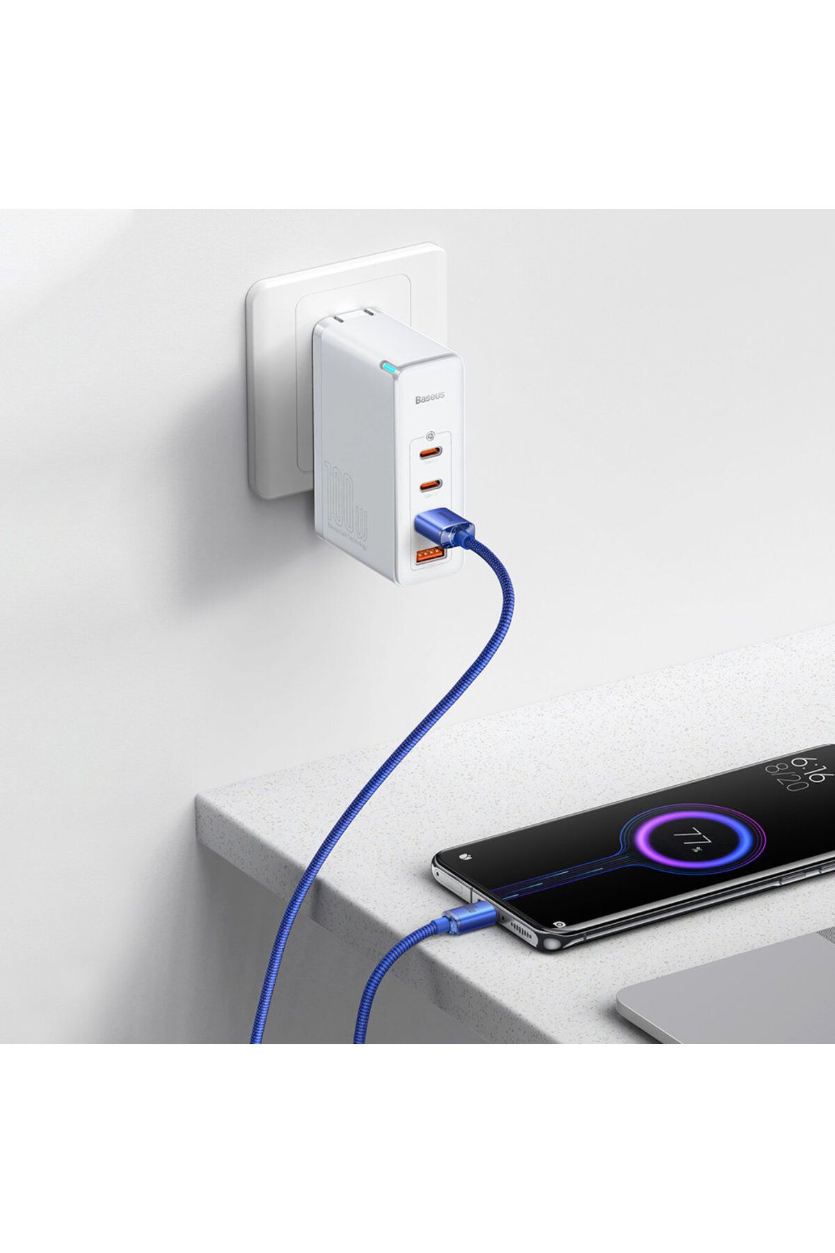 Baseus-Cablu pentru încărcare rapidă și transfer de date USB - USB-C 100W 1.2m albastru 11