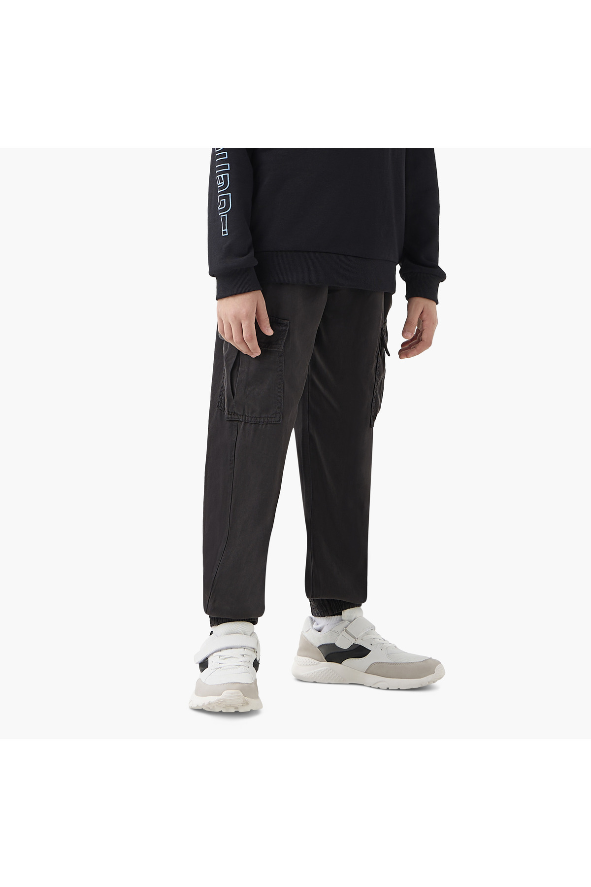 ELIGO-Textured Joggers with Drawstring Closure 1
