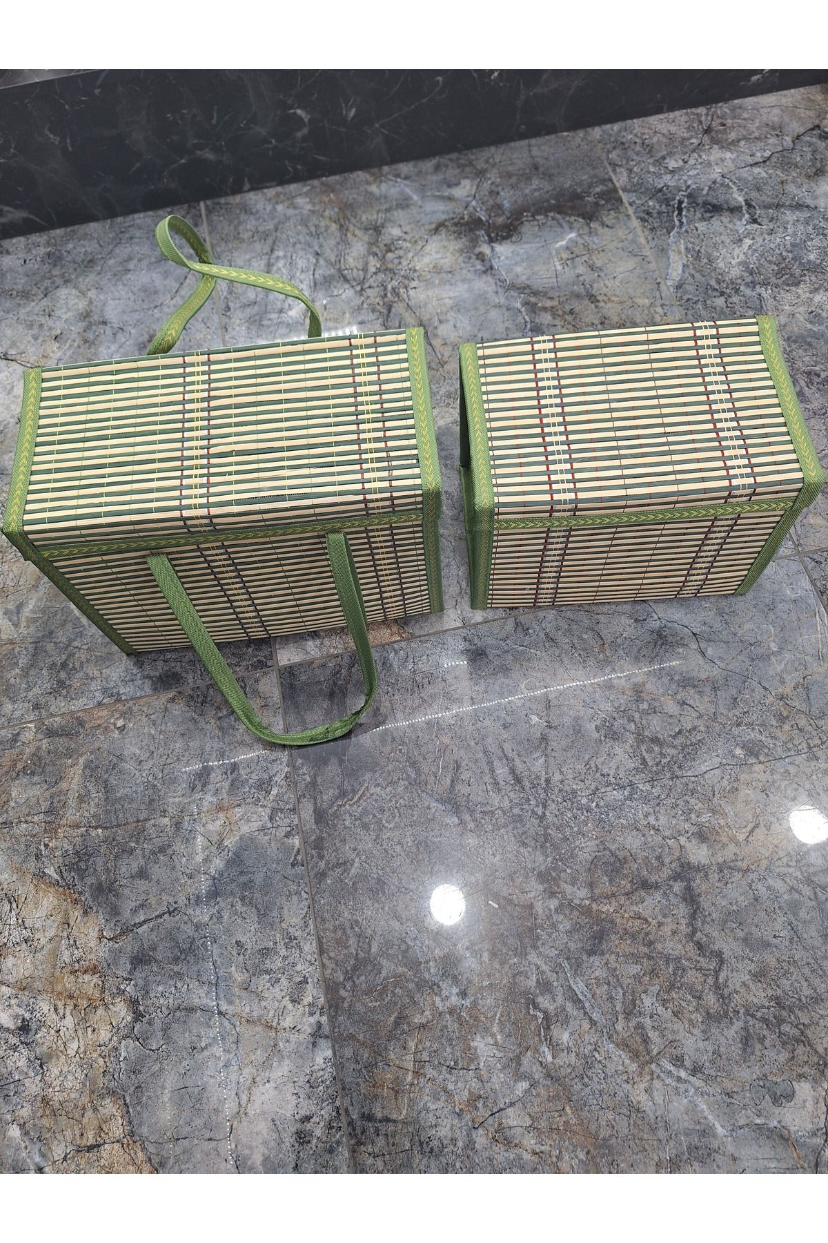 EMPA A V M-Set of Two Foldable Straw Bag (36X25X17) and Foldable Straw Basket (20X30X19) 4