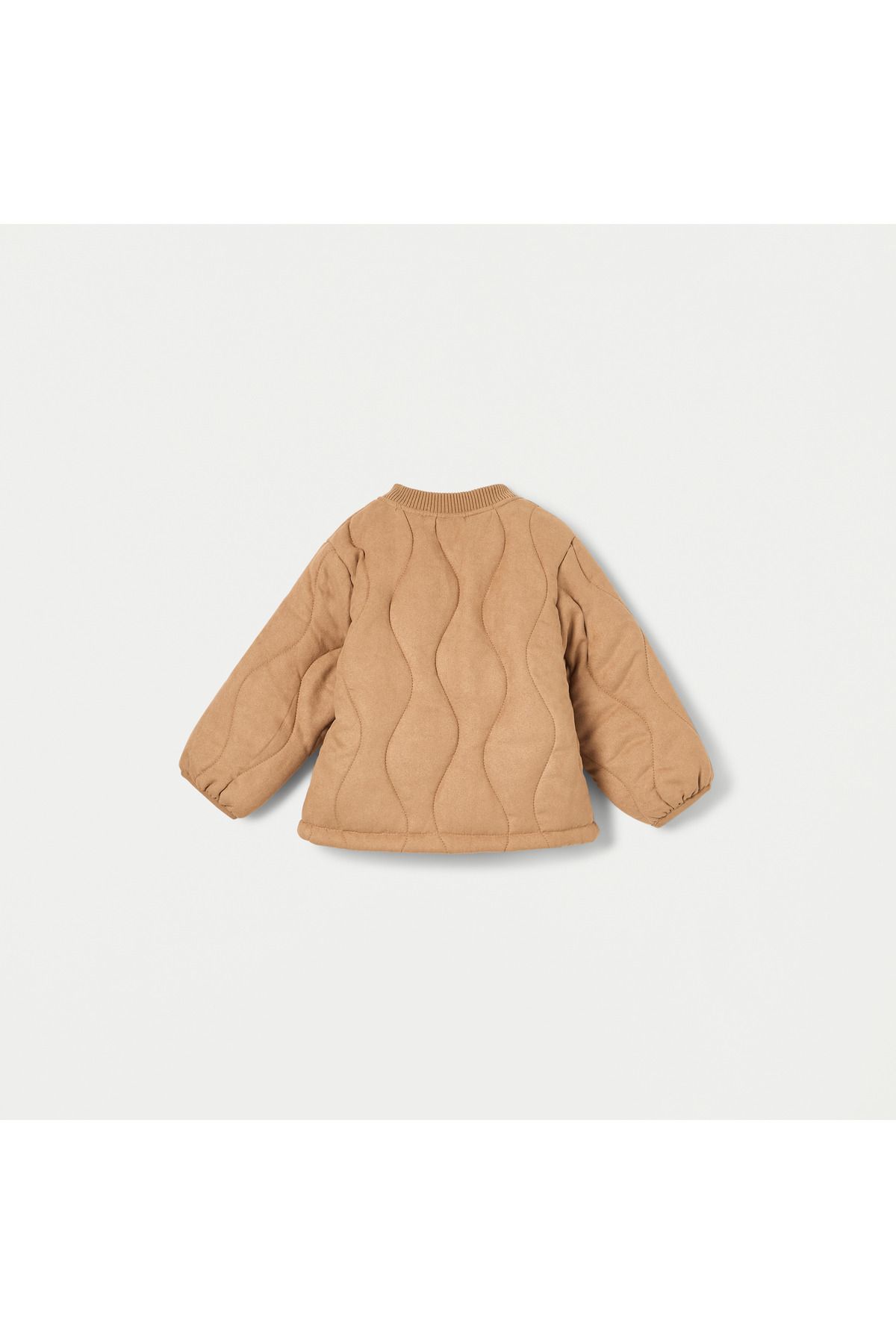 giggles-Quilted Jacket with Snap Button Closure and Long Sleeves 2