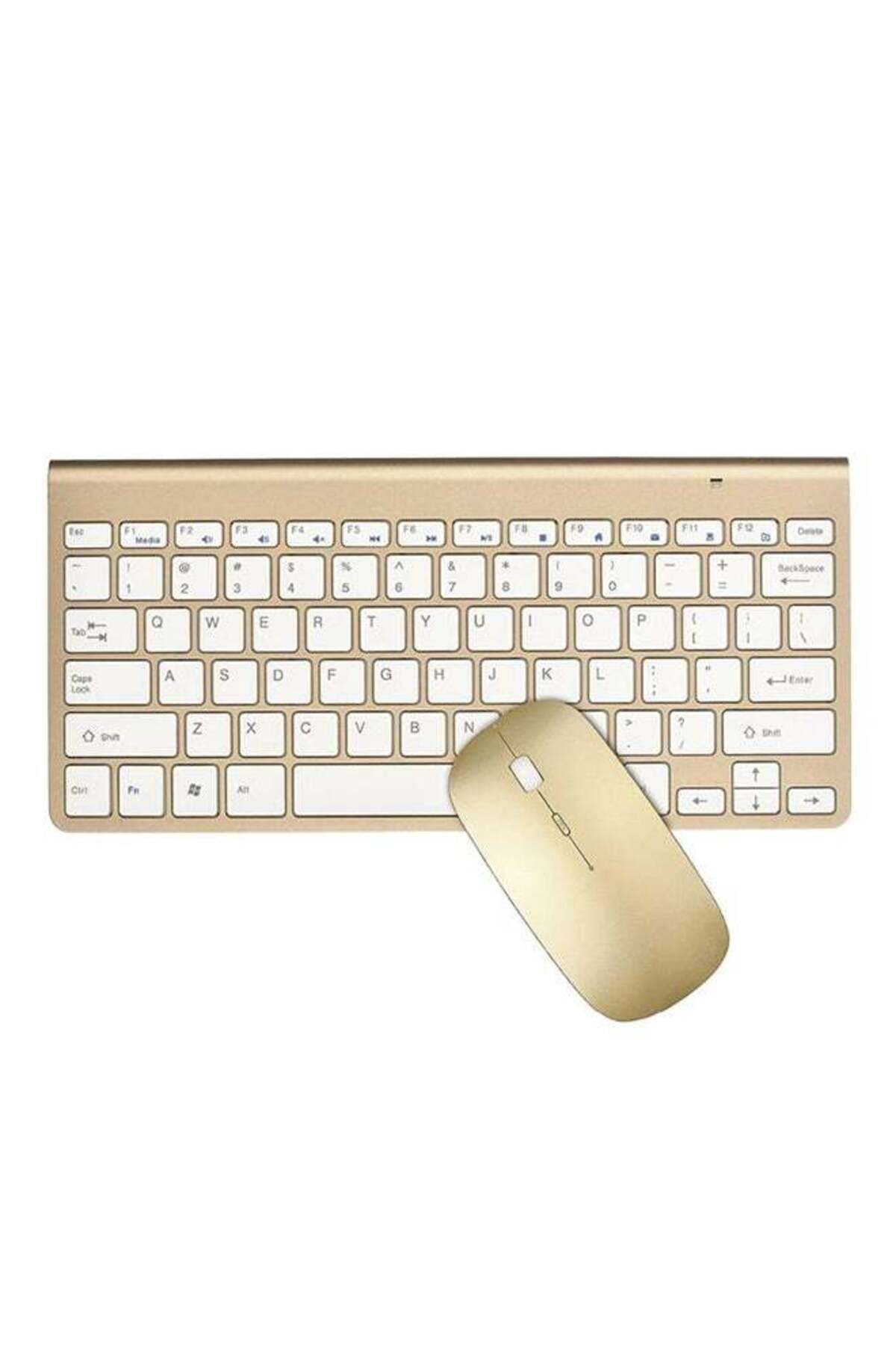 fun zone-Wireless Keyboard Mouse Combo Set For Apple MAC/Windows/iOs/Android Gold 1