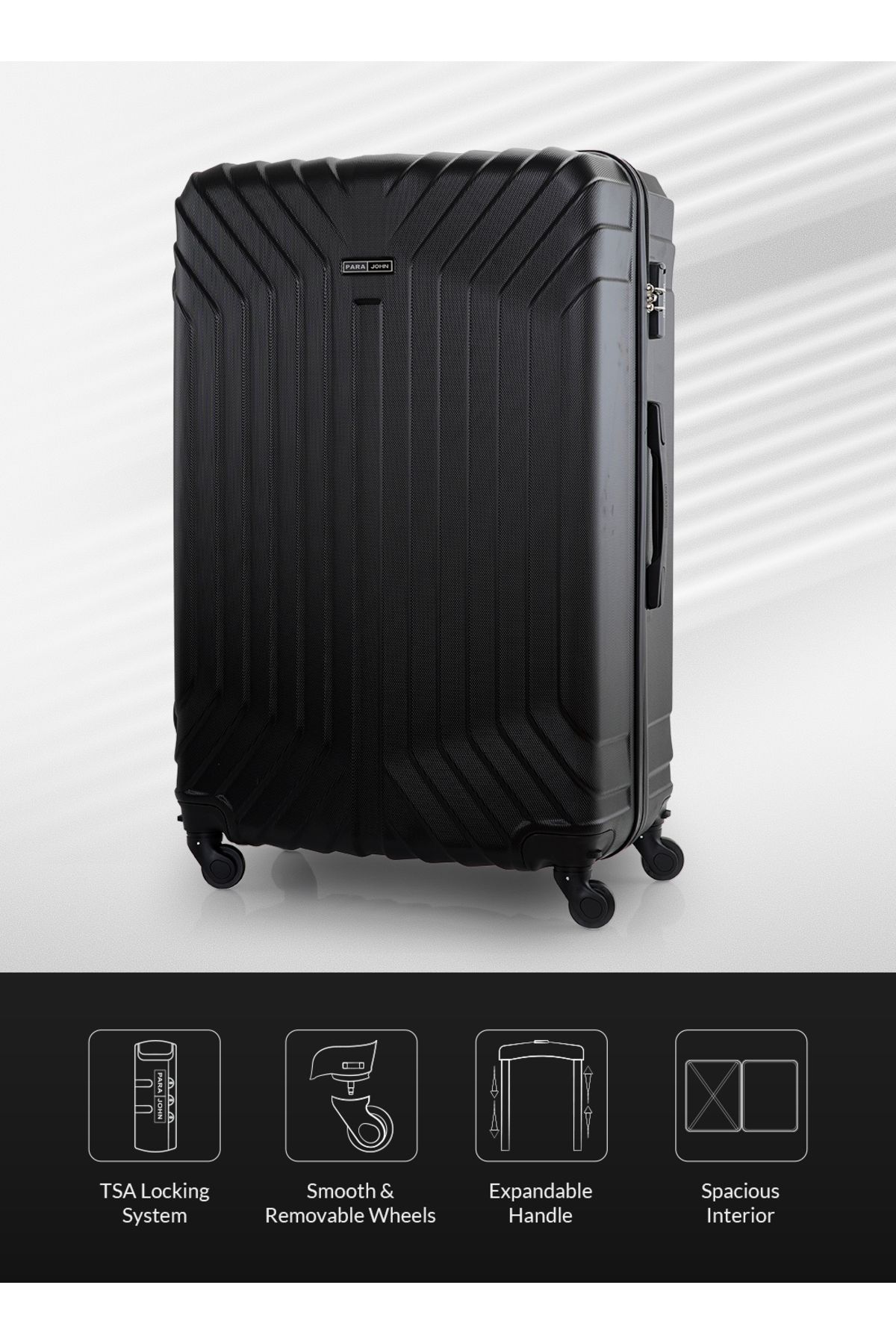 PARAJOHN-Vector 28-Inch Check-in Luggage ABS Hard Shell Suitcase with 360° Spinner Wheels & Lock 2