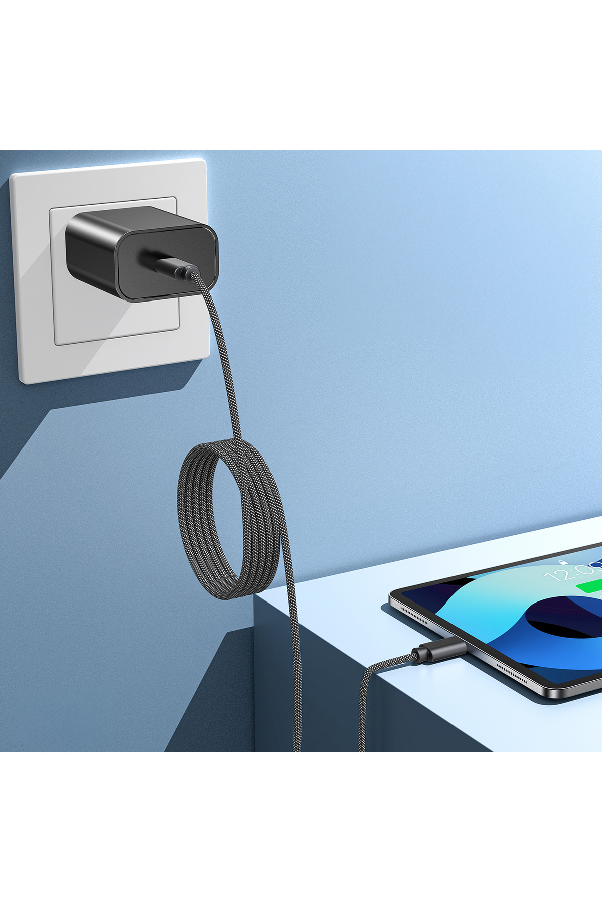 CHOETECH-Kabel przewód USB-C 100W PD z organizerem magnetycznym 1.2m - czarny 5