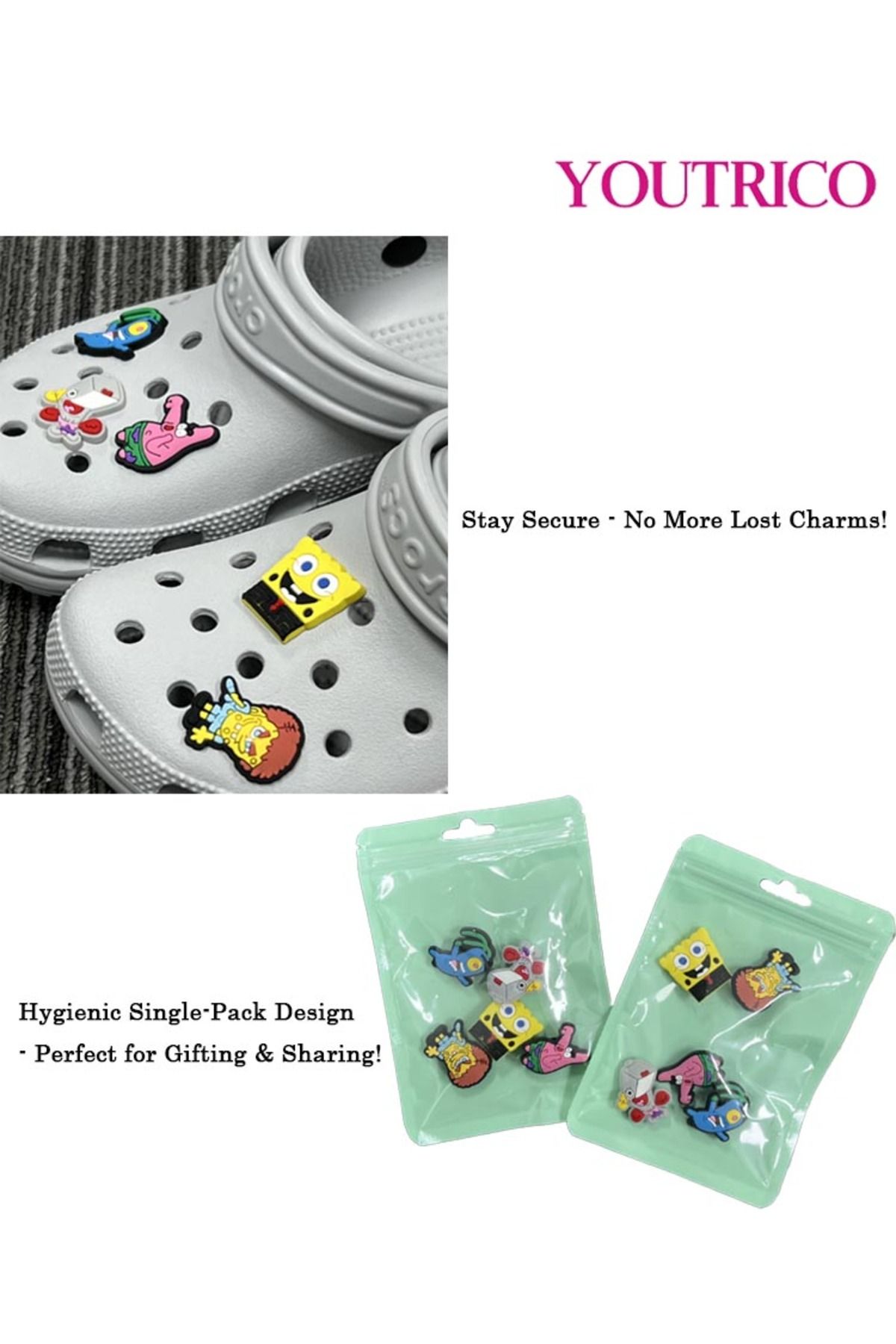 Youtrico-5 Pieces Cartoon Character Shoe Buckle - Cute Slipper Ornament 4