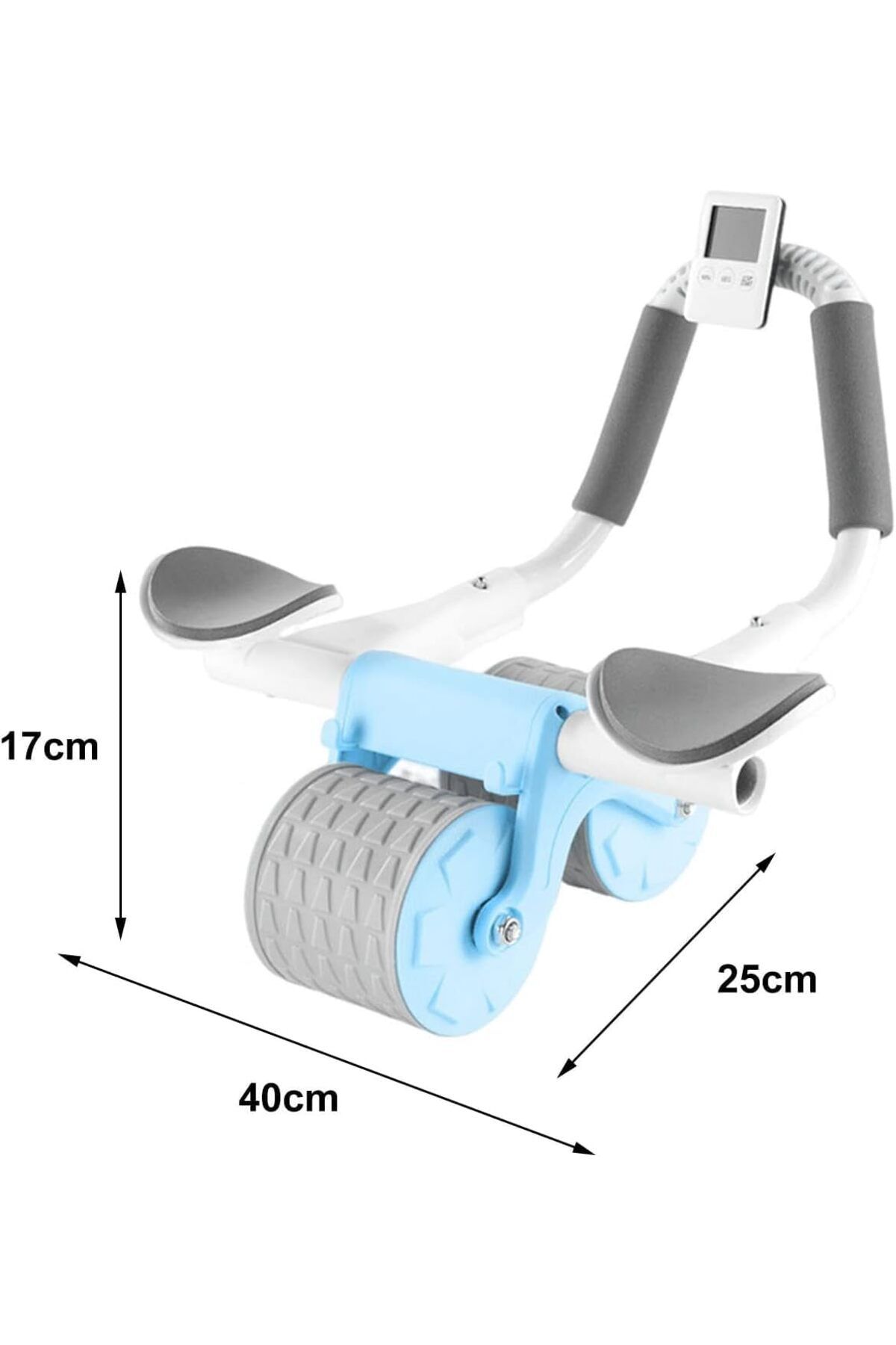 COOYA-Abdominal Abs Wheel Exercise Roller, With Timer, Knee Mat, Automatic Rebound, for Home Use, Blue 4