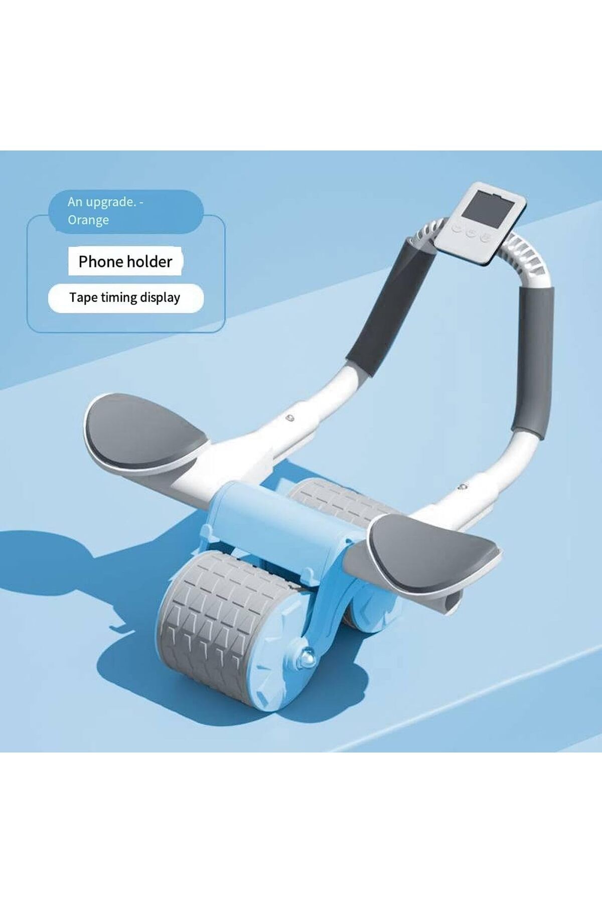 COOYA-Abdominal Abs Wheel Exercise Roller, With Timer, Knee Mat, Automatic Rebound, for Home Use, Blue 3