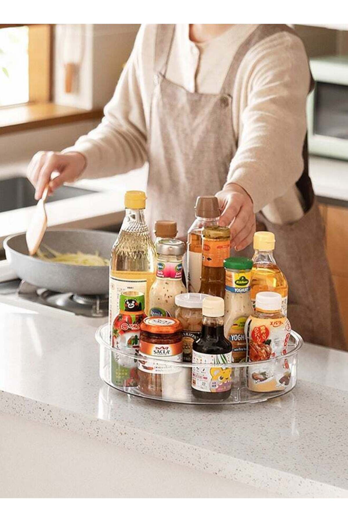 COOYA-Rotating Turntable Storage Container,Rotating Organizer Spinning Organizer Bin for Kitchen Cabinet 7