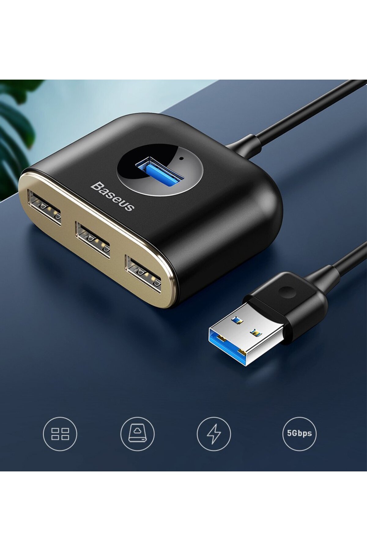 Baseus-Adaptor USB HUB 4 în 1 USB 3.0 la USB 3.0*1+USB 2.0*3 1m Negru 8