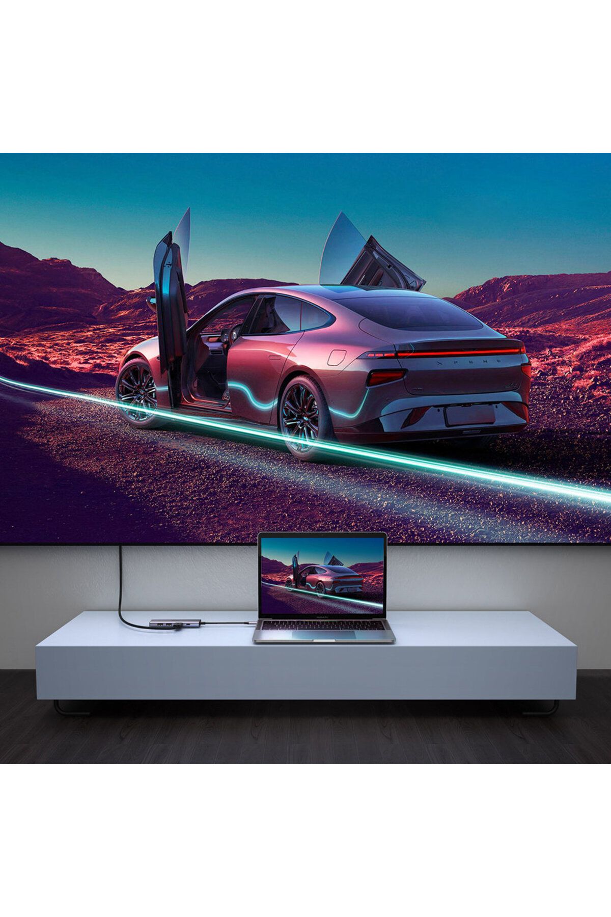 Ugreen-HUB USB-C multifuncțional 6 în 1 - 2x USB HDMI 4K Cititor de carduri SD și TF USB-C PD 100W Gri 4