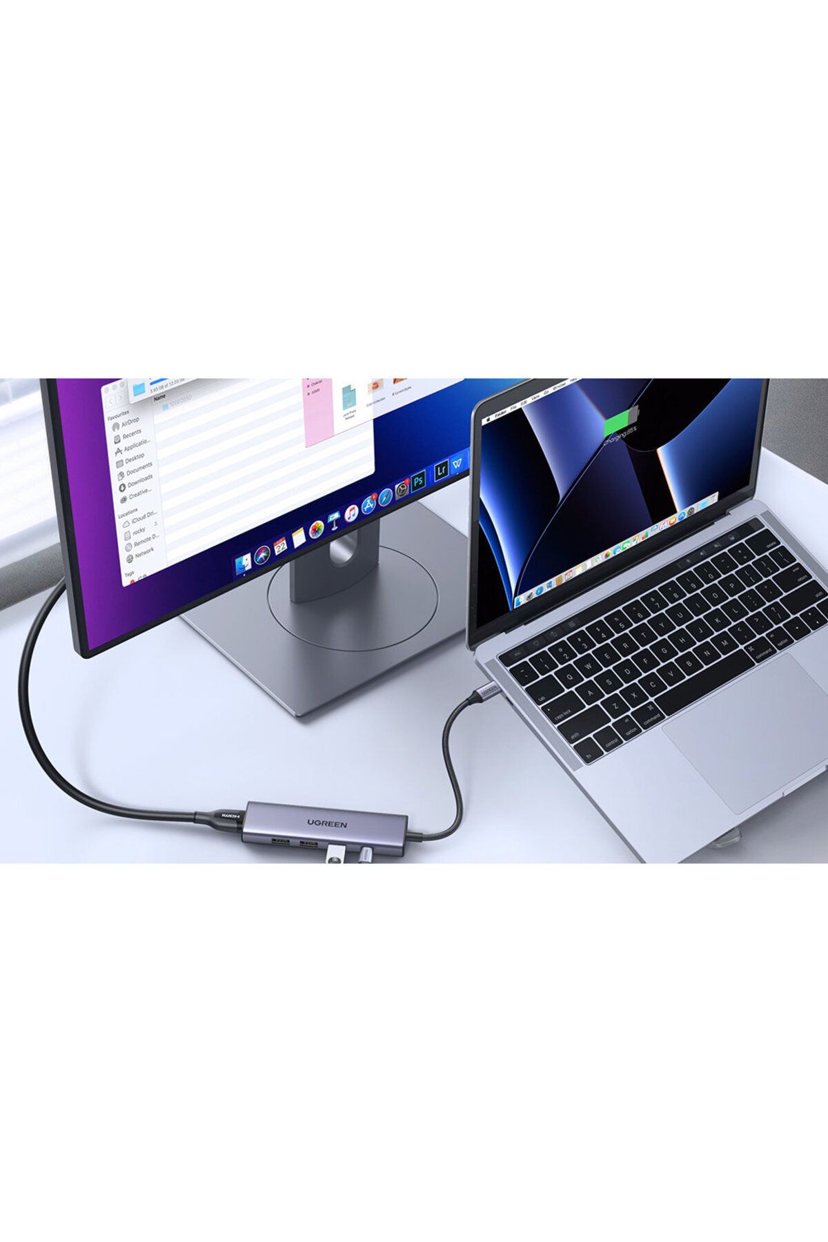 Ugreen-Adaptor HUB multifuncțional 5 în 1 USB-C 3x USB-A HDMI 4K PD 100W Gri 2