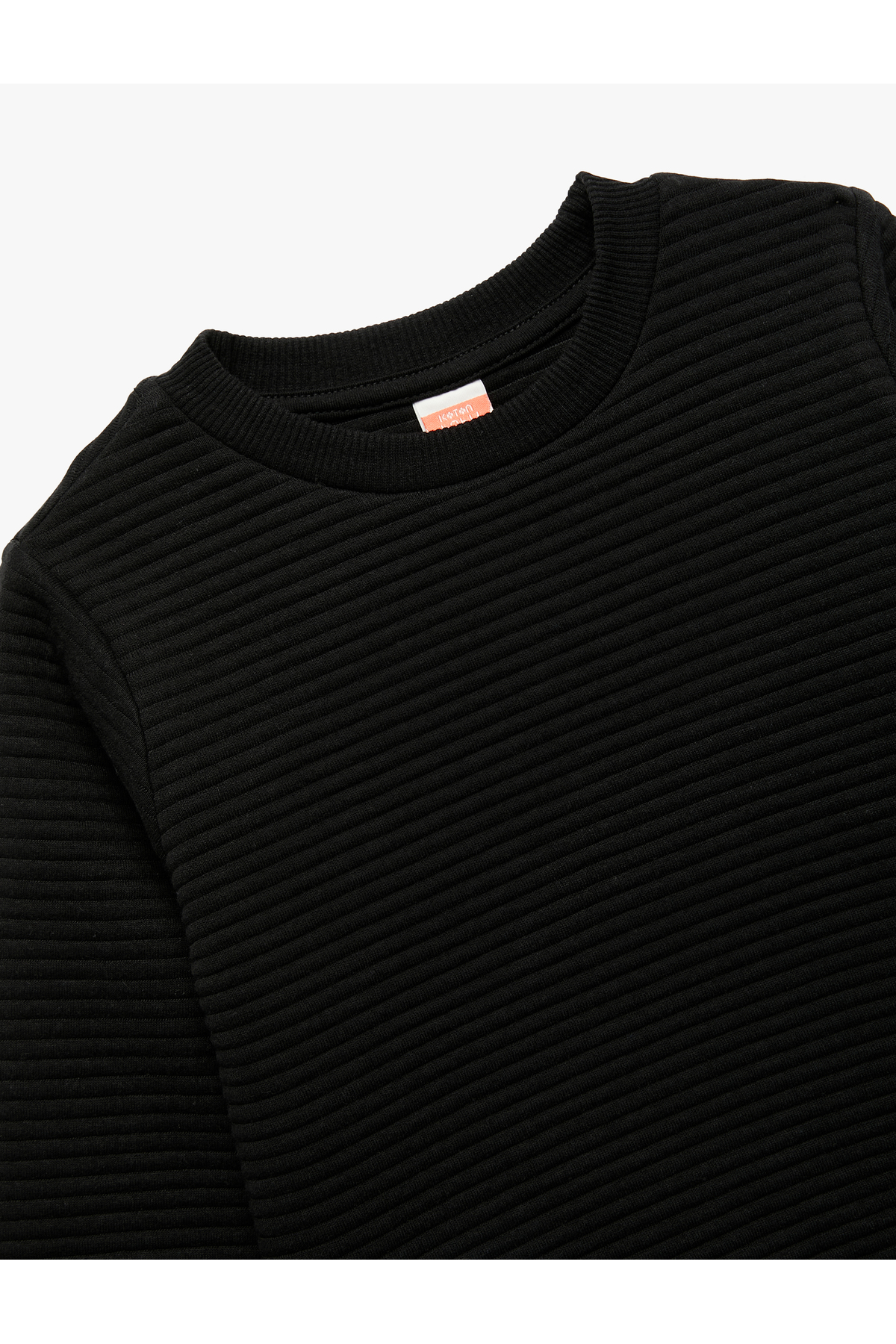 Koton Uzun Kollu Bisiklet Yaka Dokulu Pamuklu Sweatshirt fotoğrafı 3 (önizleme)