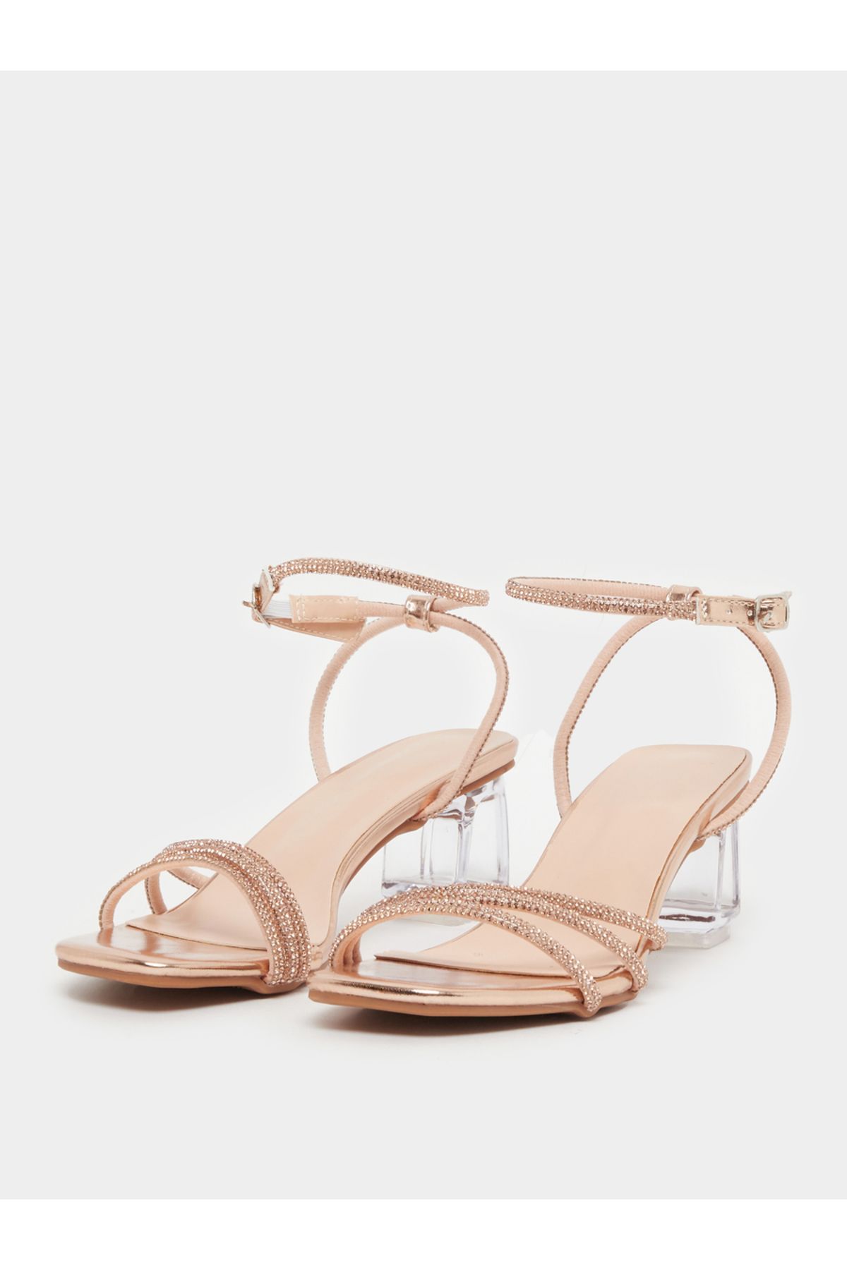 Take Two By Styli-Embellished Transparent Block Heel Sandals 3