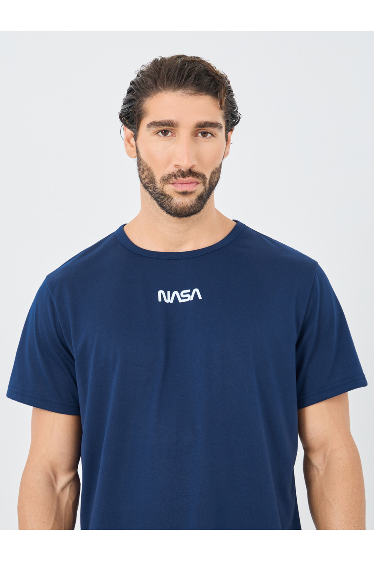 Styli-Front and Back NASA Slogan Print T-Shirt and Shorts Set 5