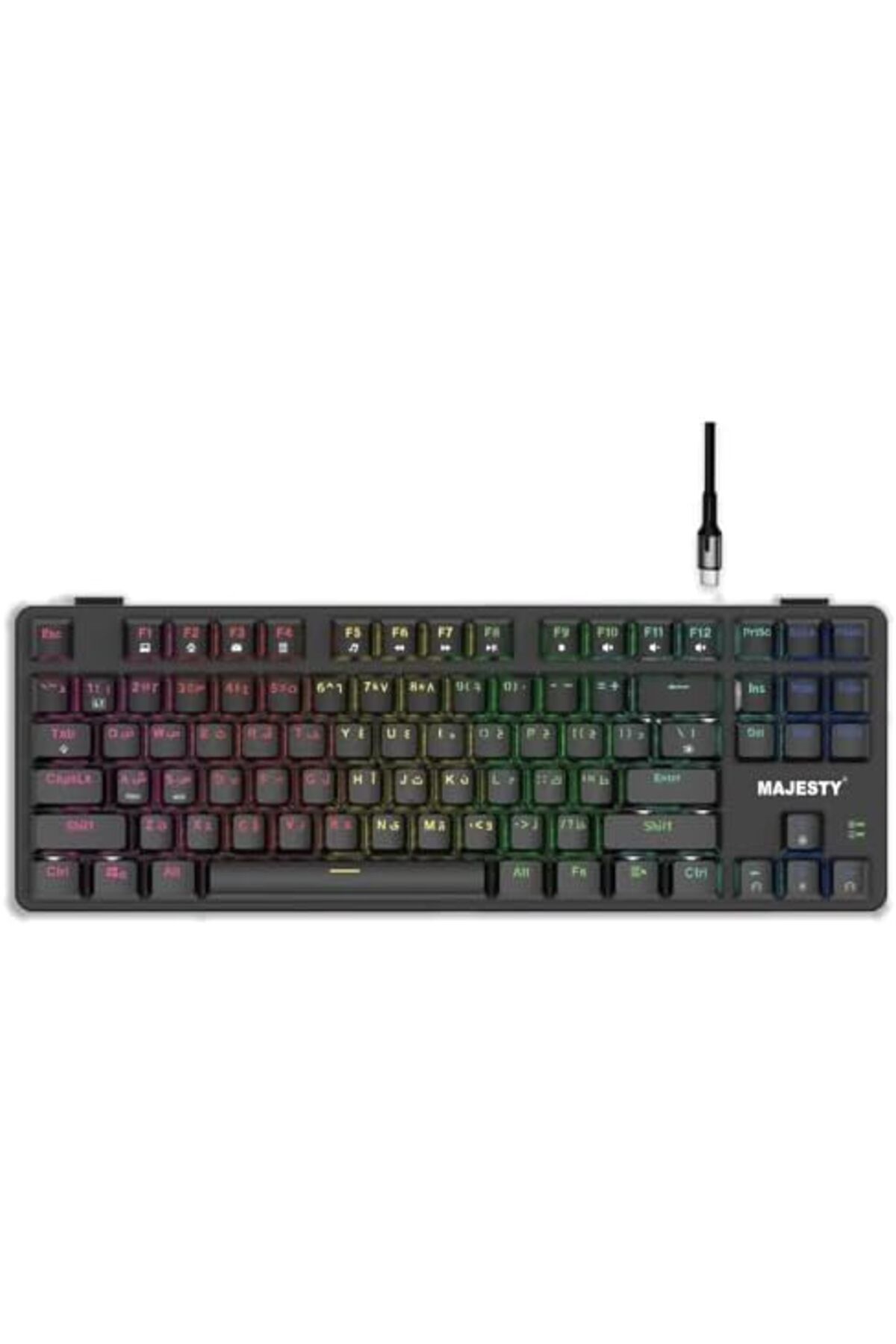 majesty-لوحة مفاتيح ألعاب ميكانيكية بـ 87 مفتاحًا، RGB، TKL، مفتاح Outemu أحمر، إضاءة باللغتين الإنجليزية والعربية 2