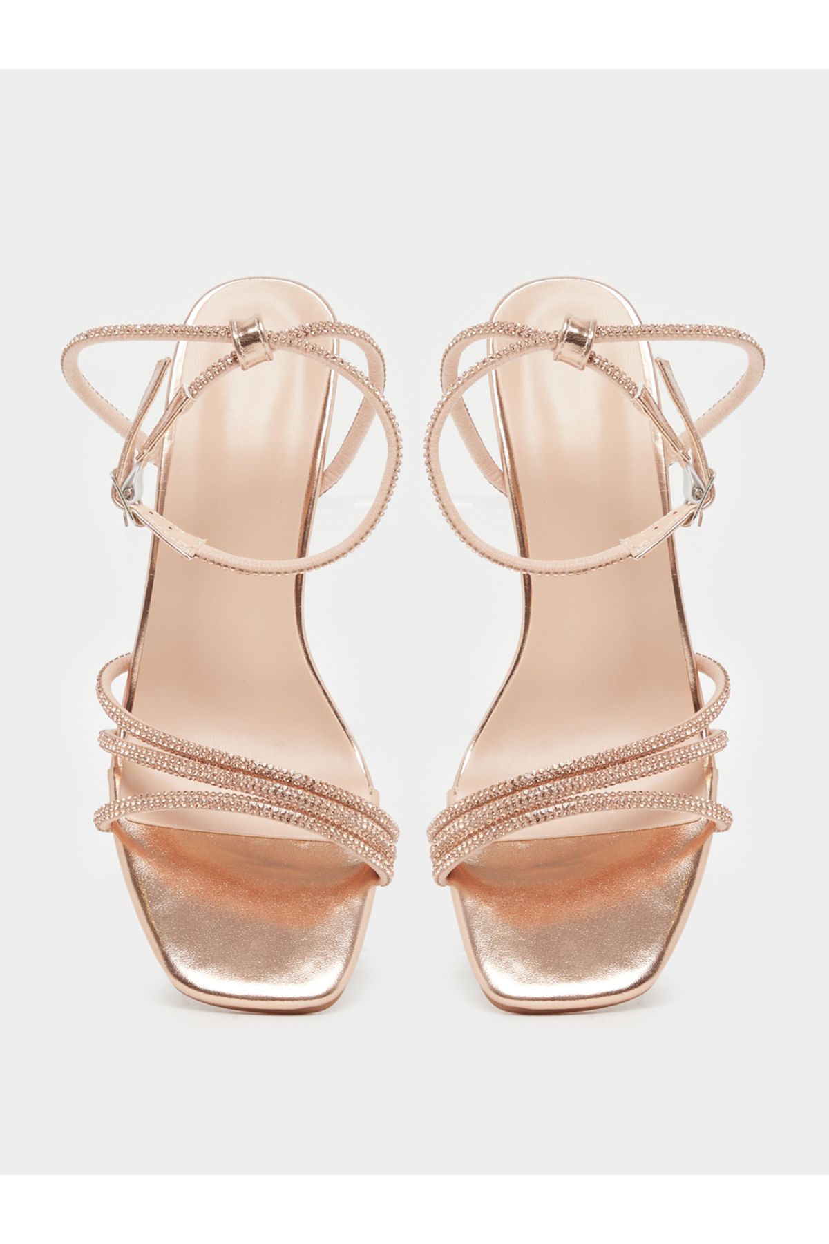Take Two By Styli-Embellished Transparent Block Heel Sandals 6
