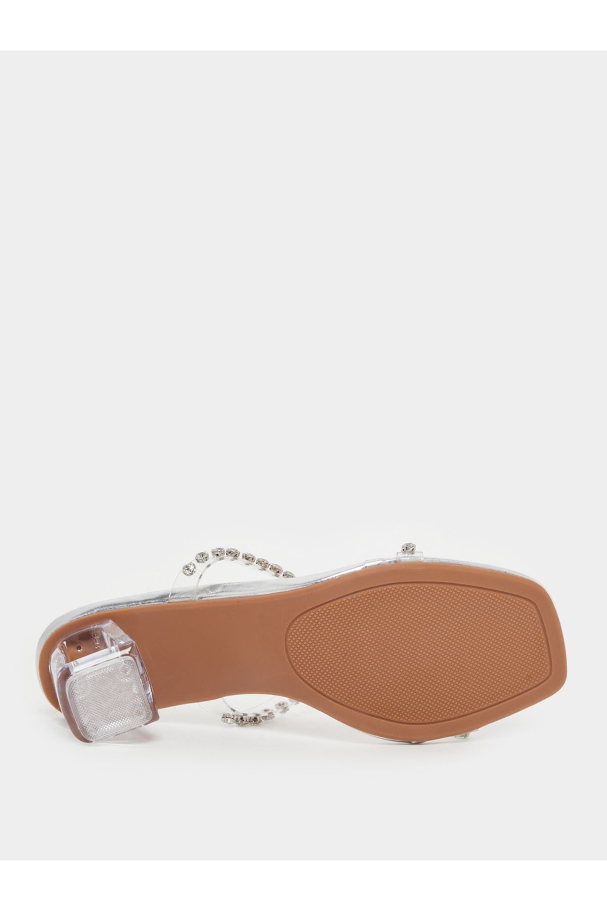Styli-Embellished Open Toe Transparent Block Heel Sandals 6