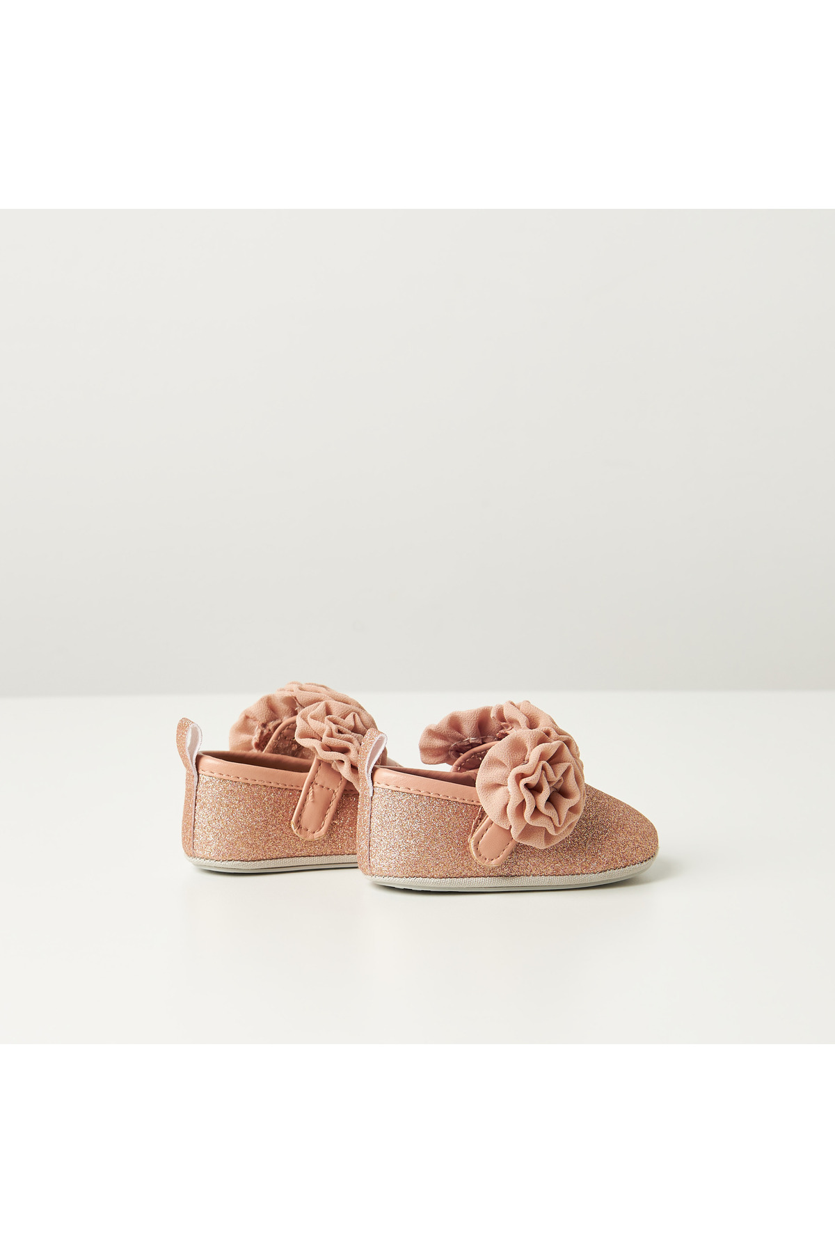 giggles-Rosette Detail Booties with Hook and Loop Closure 4