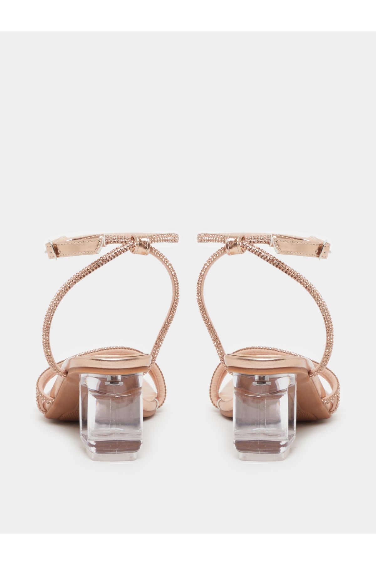 Take Two By Styli-Embellished Transparent Block Heel Sandals 5