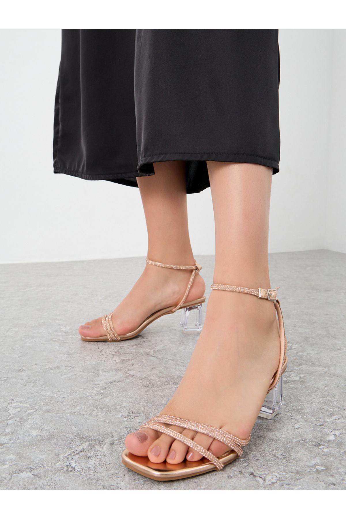 Take Two By Styli-Embellished Transparent Block Heel Sandals 1