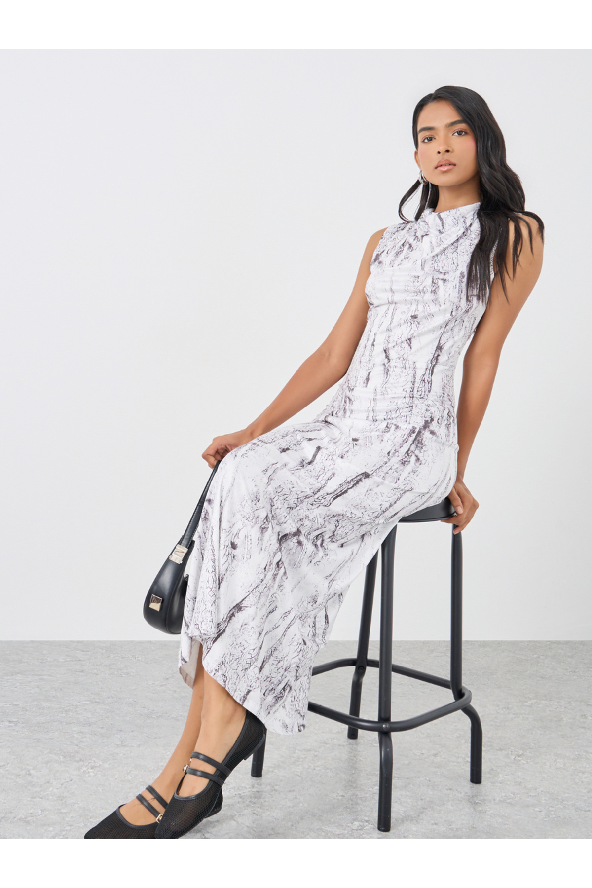 Styli Printed Sleeveless Bodycon Maxi Dress