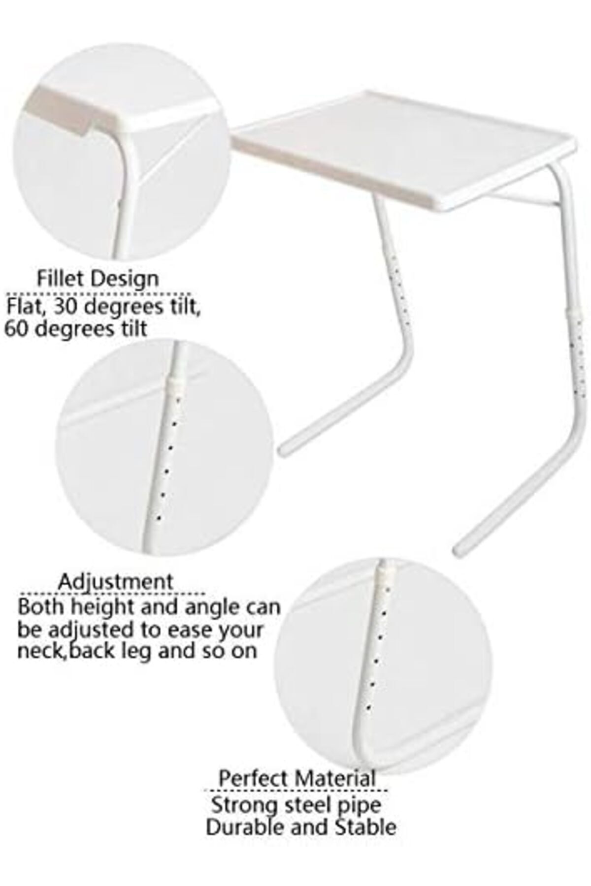 Türkiye-Foldable Assembled Table TV Tray Portable Folding Snack Table - Adjustable Sofa Side Table, Bed Lapt 3