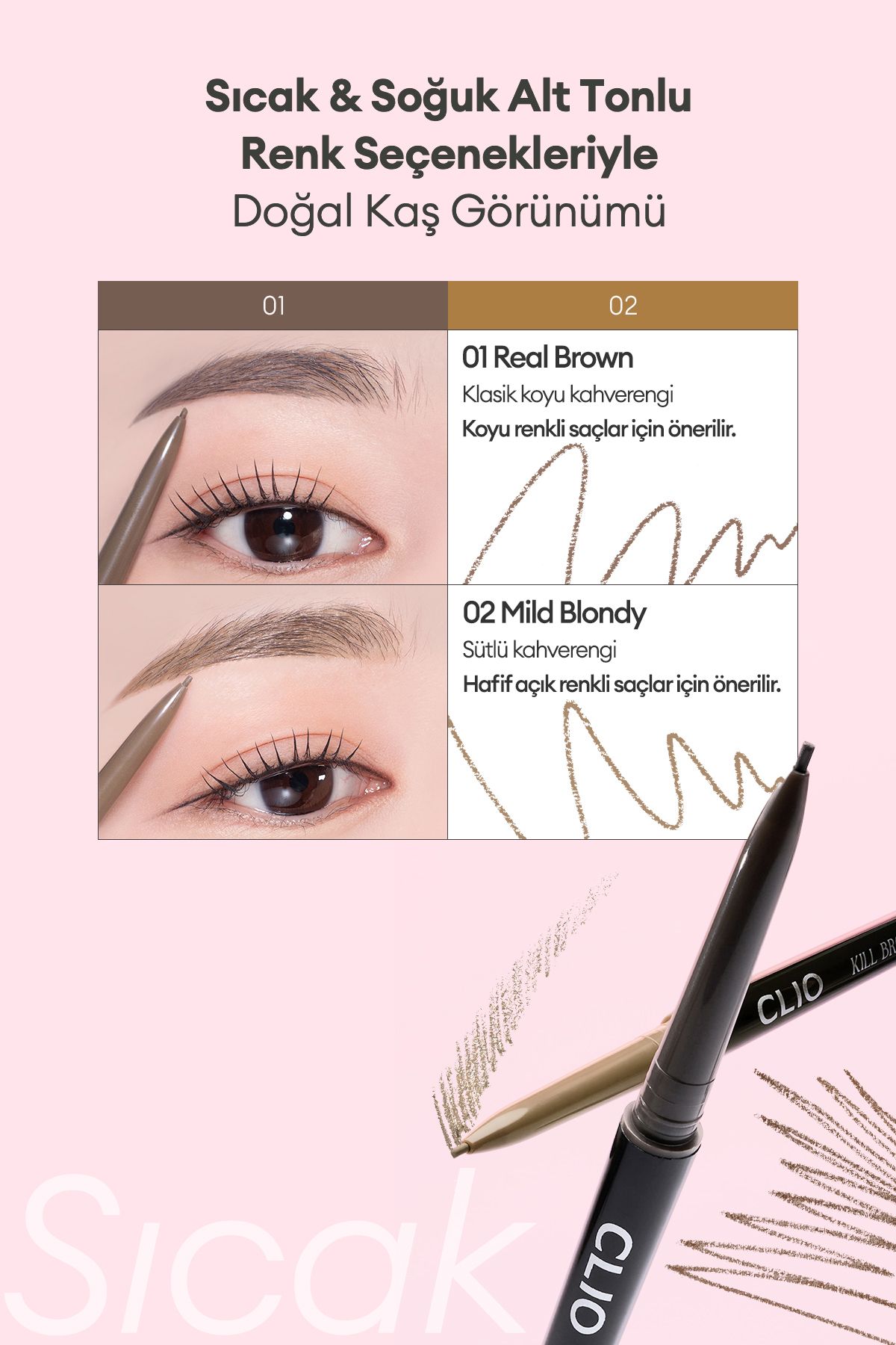 CLIO-Ultra Fine Tip Double Sided Eyebrow Pencil with Natural Look Kill Brow Slim Brow (03 Ash Taupe) 4