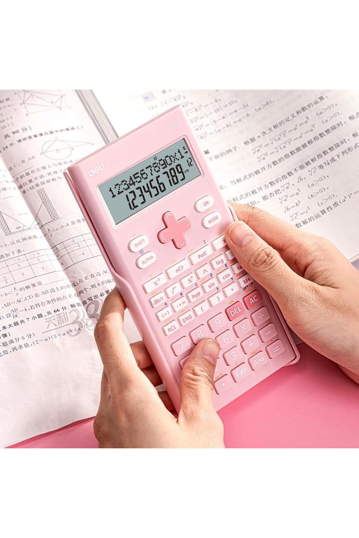 Deli-E1700 Exam-Compliant with 240 Functions and Dual Line Display Scientific Calculator, Pink 7