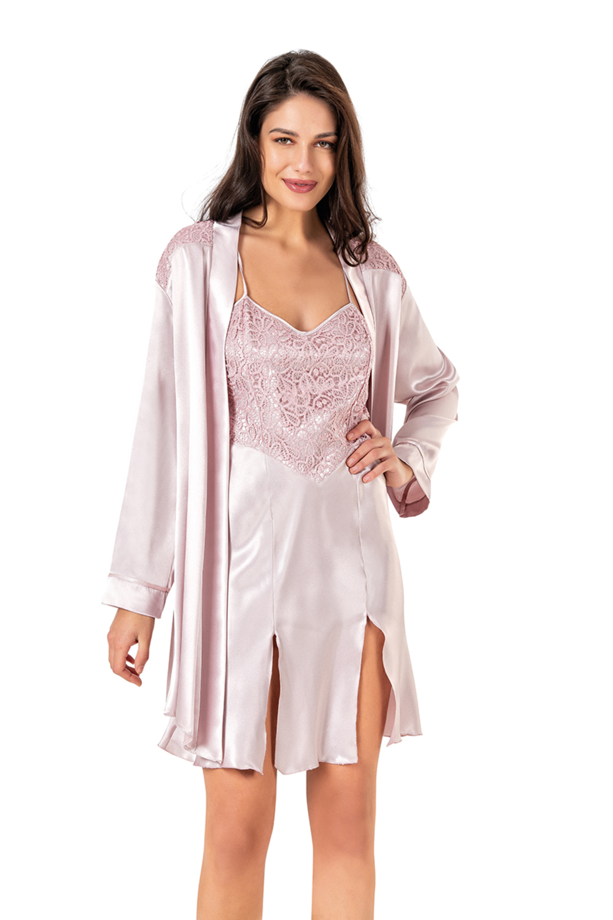 NightLove Kadın Kısa İkili Gecelik Takım 527 MOONGİRL