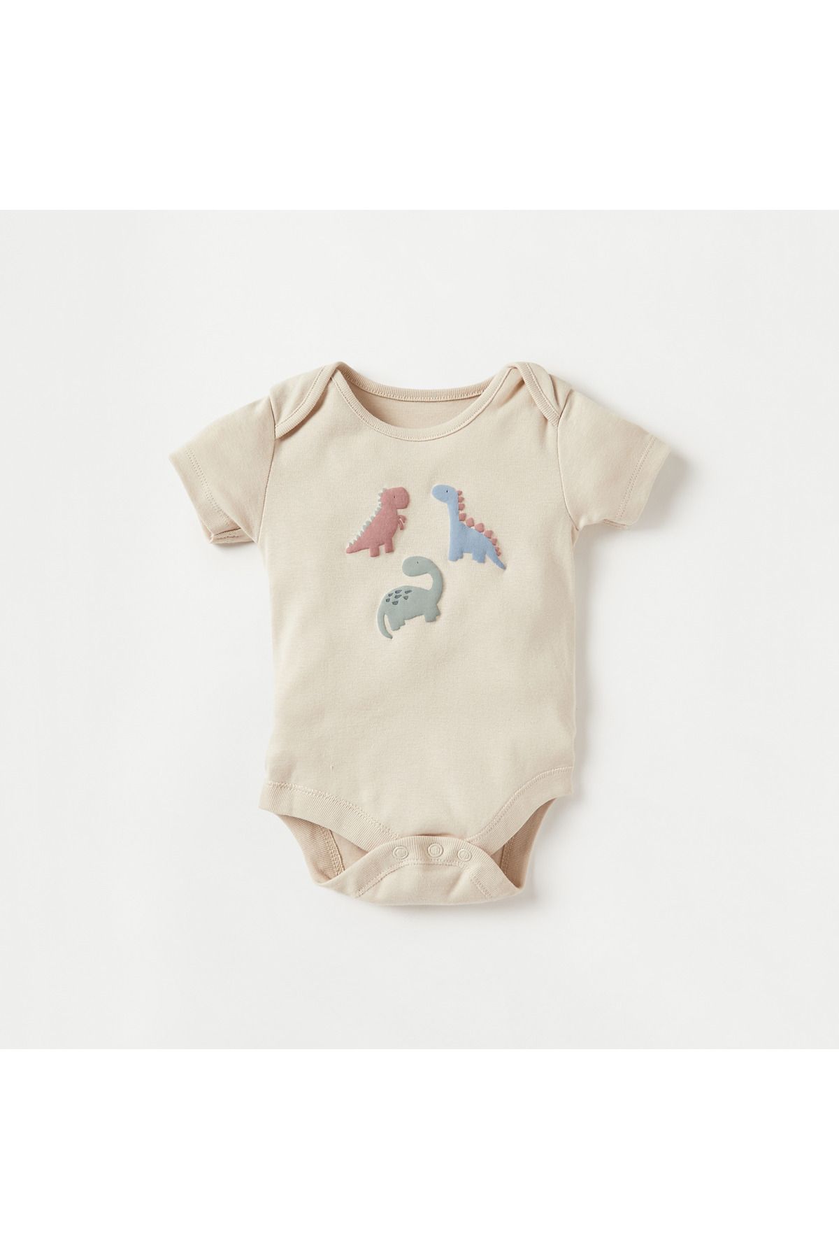 Juniors-Dinosaur Print Bodysuit with Short Sleeves and Button Closure - Set of 3 3