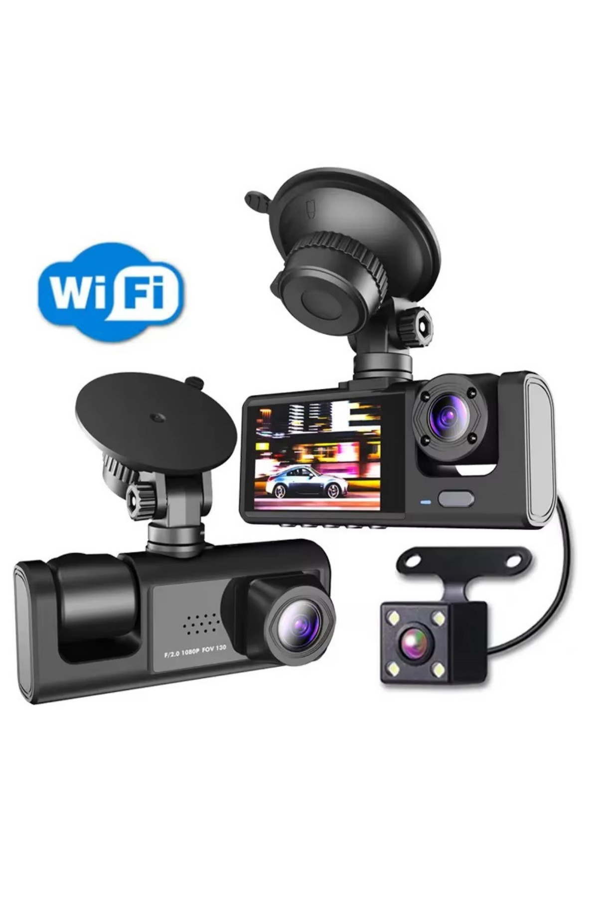 Genel Markalar Super Dash Cam 1080p Wi-Fi Özellikli Araç İçi Kamera