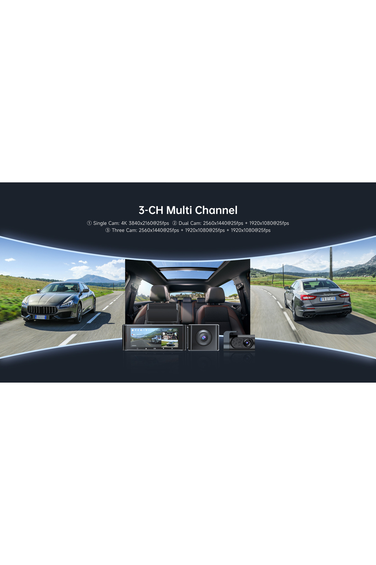 AZDOME-M550PRO 4K 3-Lens Dash Cam with Wide Angle, GPS, Wi-Fi & Bluetooth 7