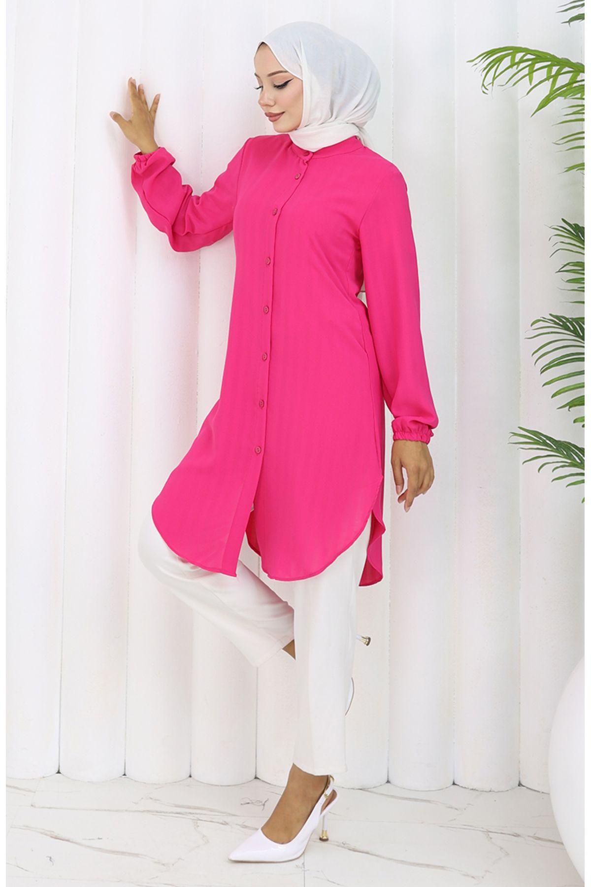 sefamerve-Buttoned tunic from the waist 3118-03 fuchsia 2