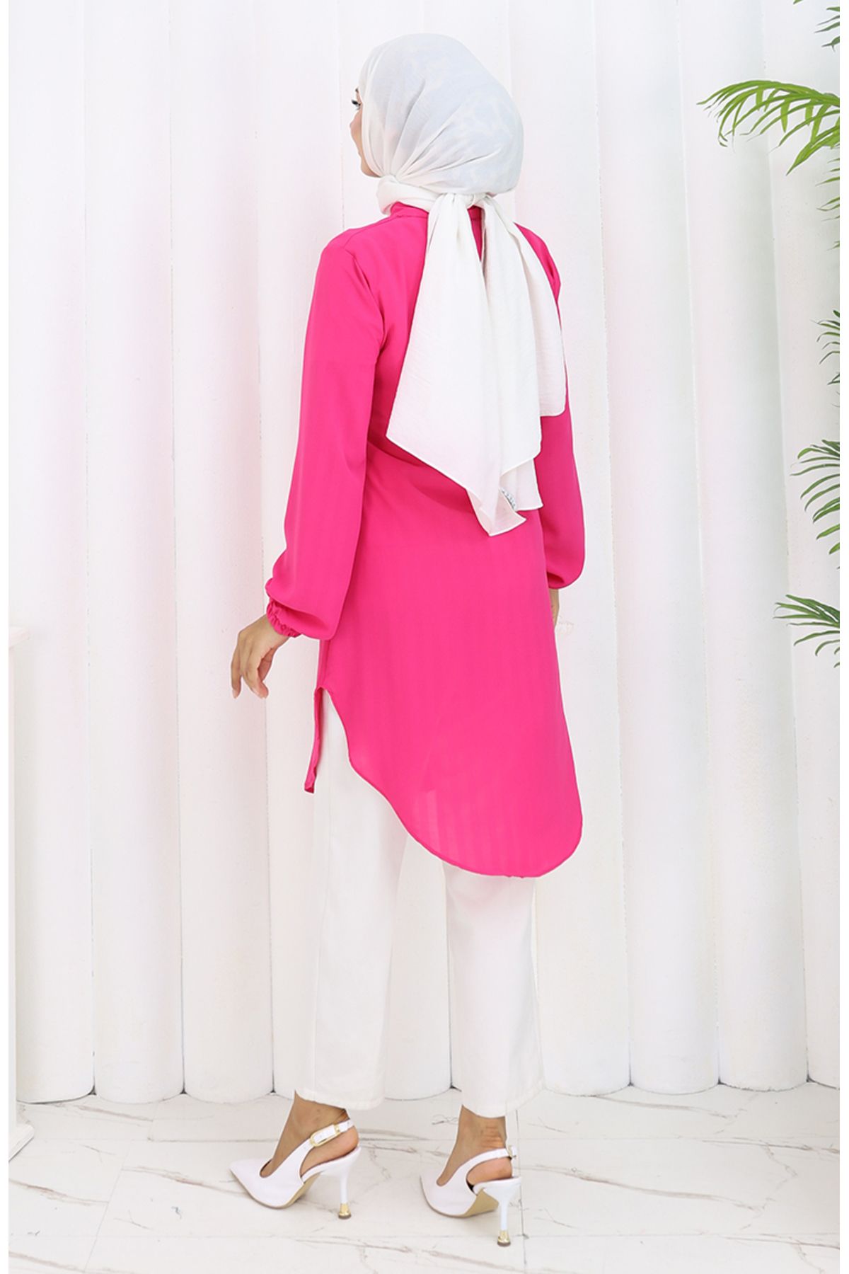 sefamerve-Buttoned tunic from the waist 3118-03 fuchsia 6