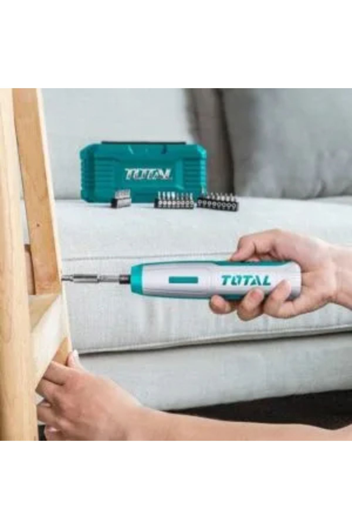 TOTAL-طقم مفك بطارية مع رؤوس 4 فولت - توتال TSDLI0403 5
