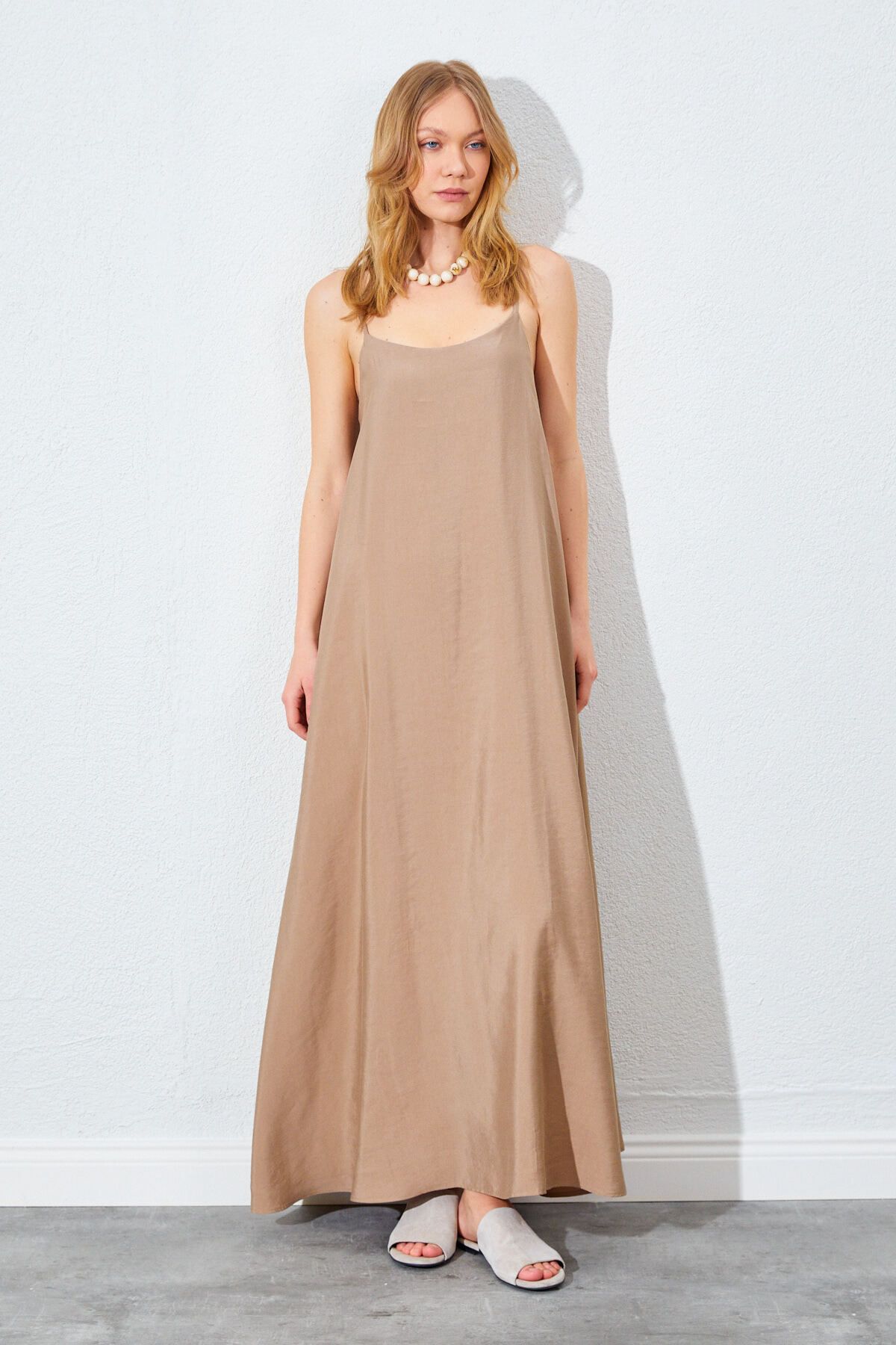 Vizon Oversize Kesim, Modal Elbise; Günlük Rahat | MKES281262-1