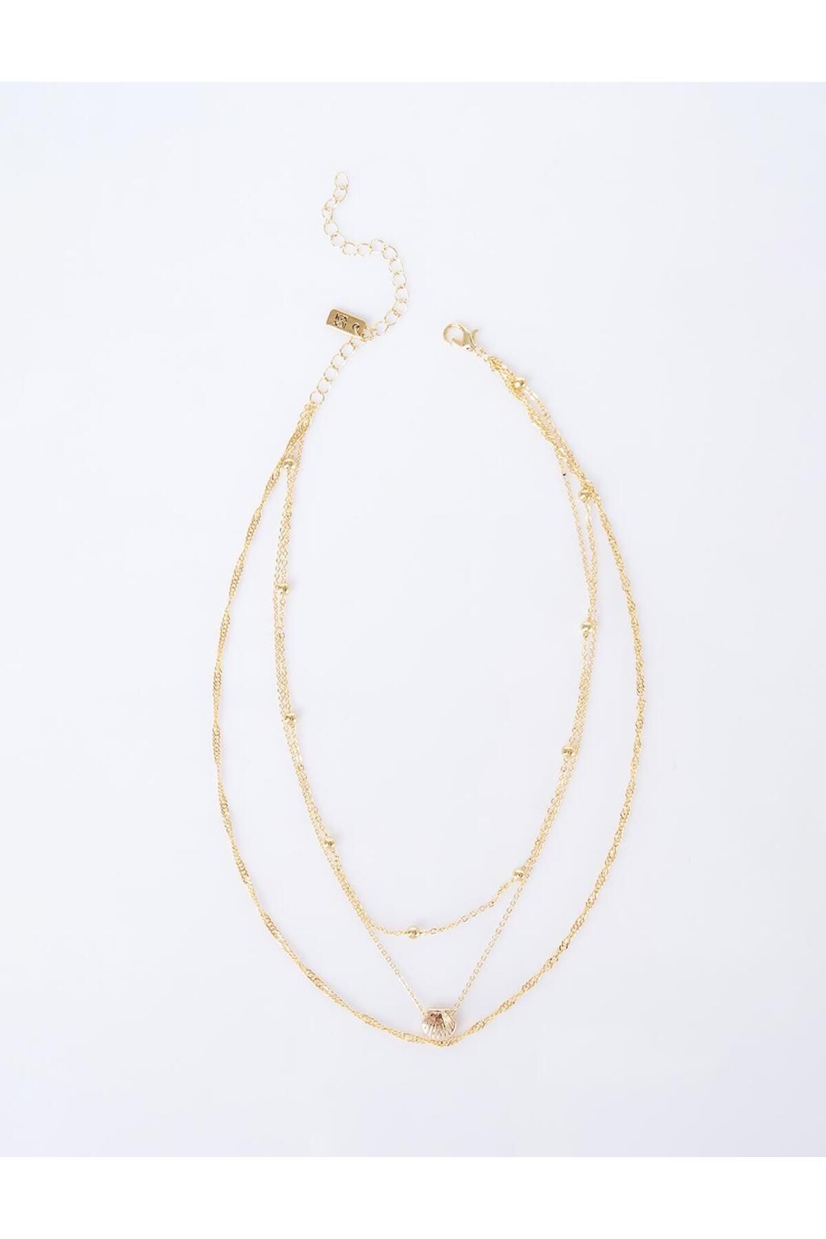 Kayra-Seashell Figured Necklace Gold 2