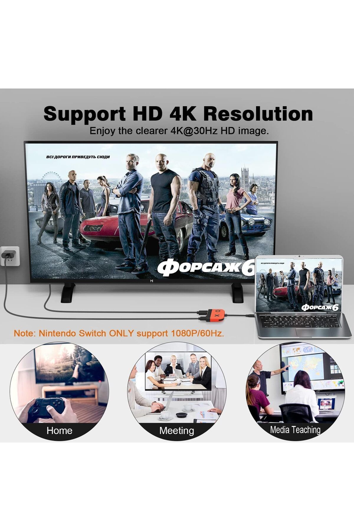 COOYA-قاعدة توصيل محمولة لأجهزة Switch/OLED، ومحطة توصيل تلفزيون مزودة بمنفذ HDMI 2.0 بدقة 4K، ومنفذ USB 3.0، وشحن PD 3