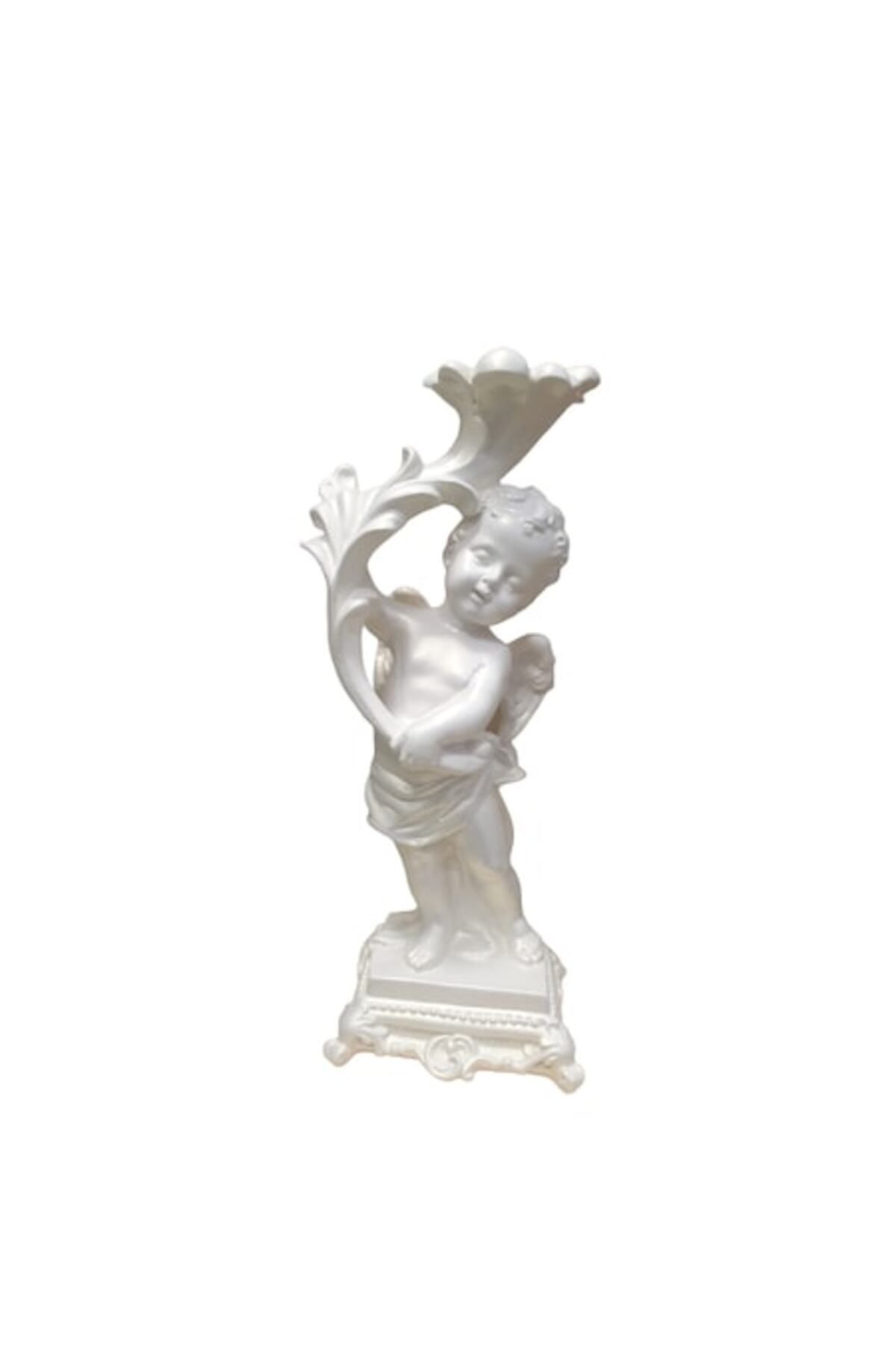 OEM-Resin Decoration Angel with Leaves, 32cm, Pearly White 1