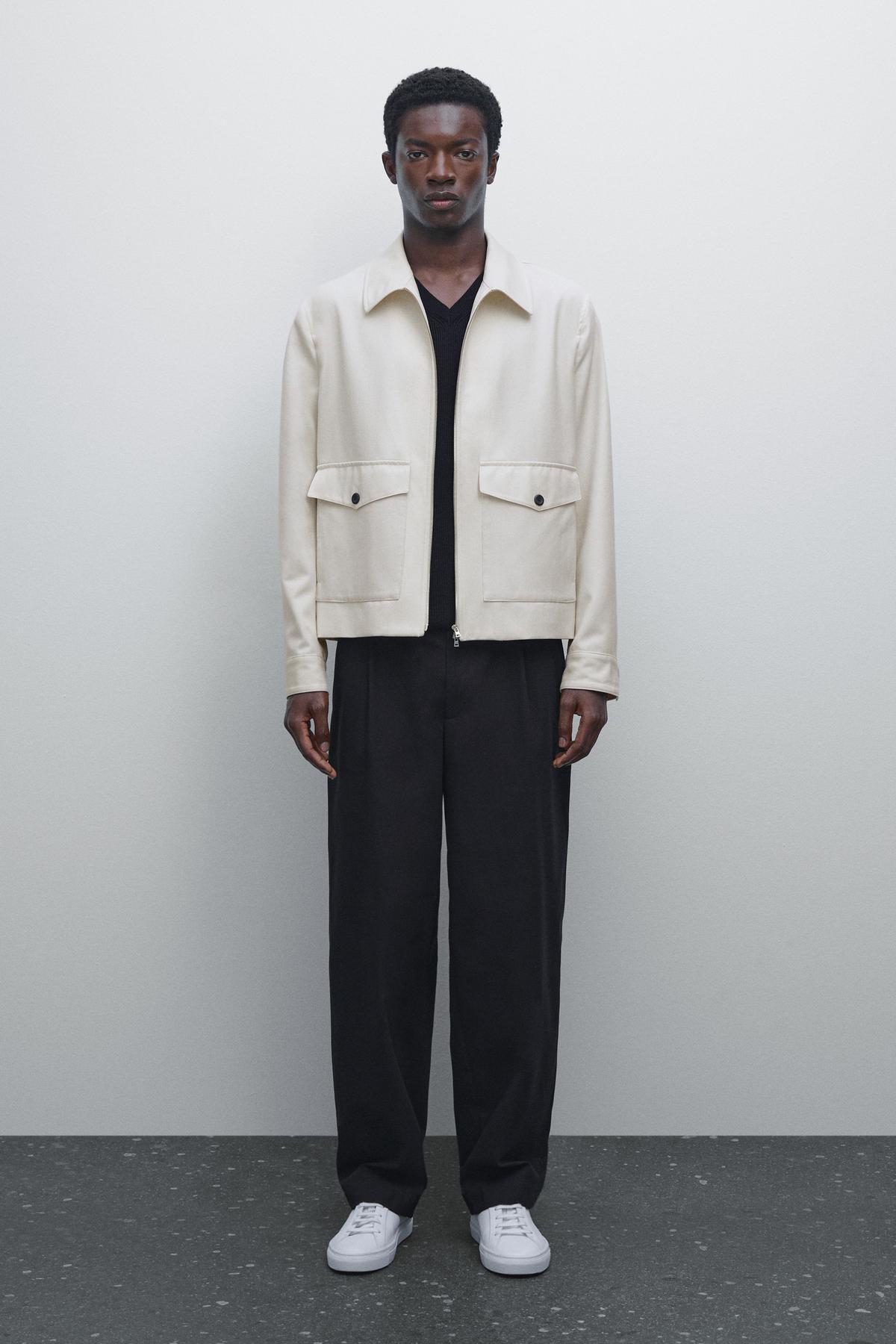 ماسیمو دوتی ژاکت ترکیبی پشم و پنبه با جیب ماسیمو دوتی ژاکت ترکیبی پشم و پنبه با جیب