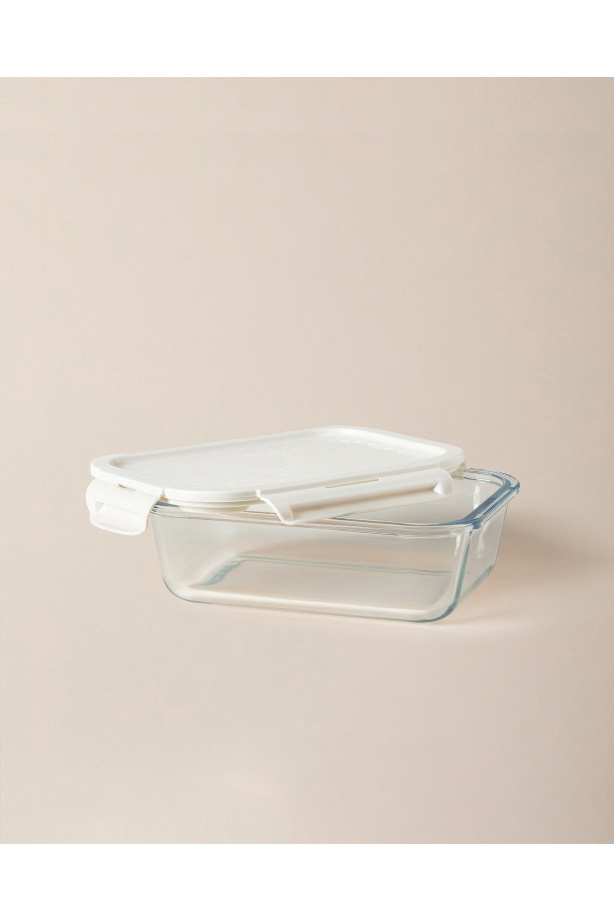 Madame Coco-Modena Rectangular Covered Borosilicate Glass Storage Container - Ecru - 1000 ml 6