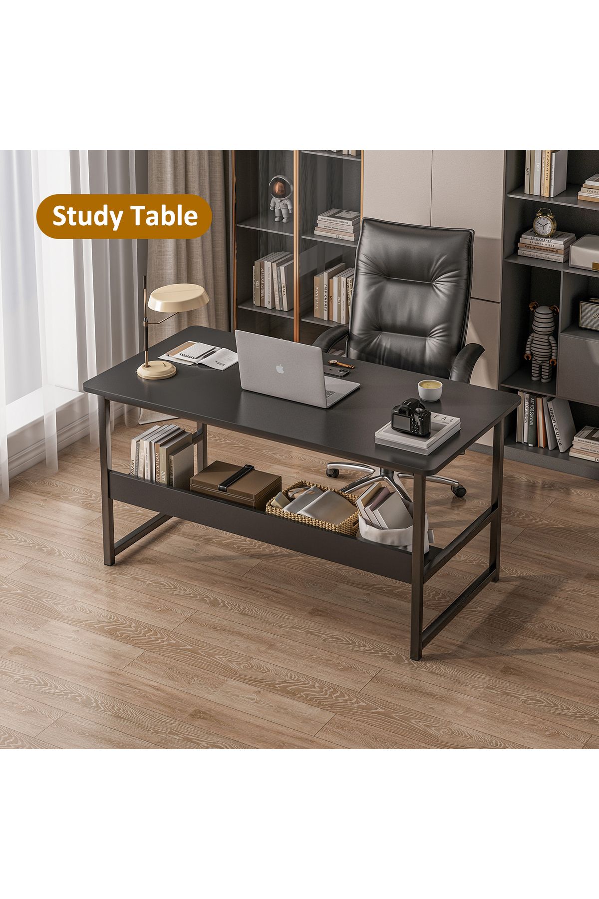 Sheinhome-مكتب دراسة مع مساحة تخزين، مناسب للمكتب المنزلي ومكتب الكتابة ومحطة العمل وطاولة الكمبيوتر 7