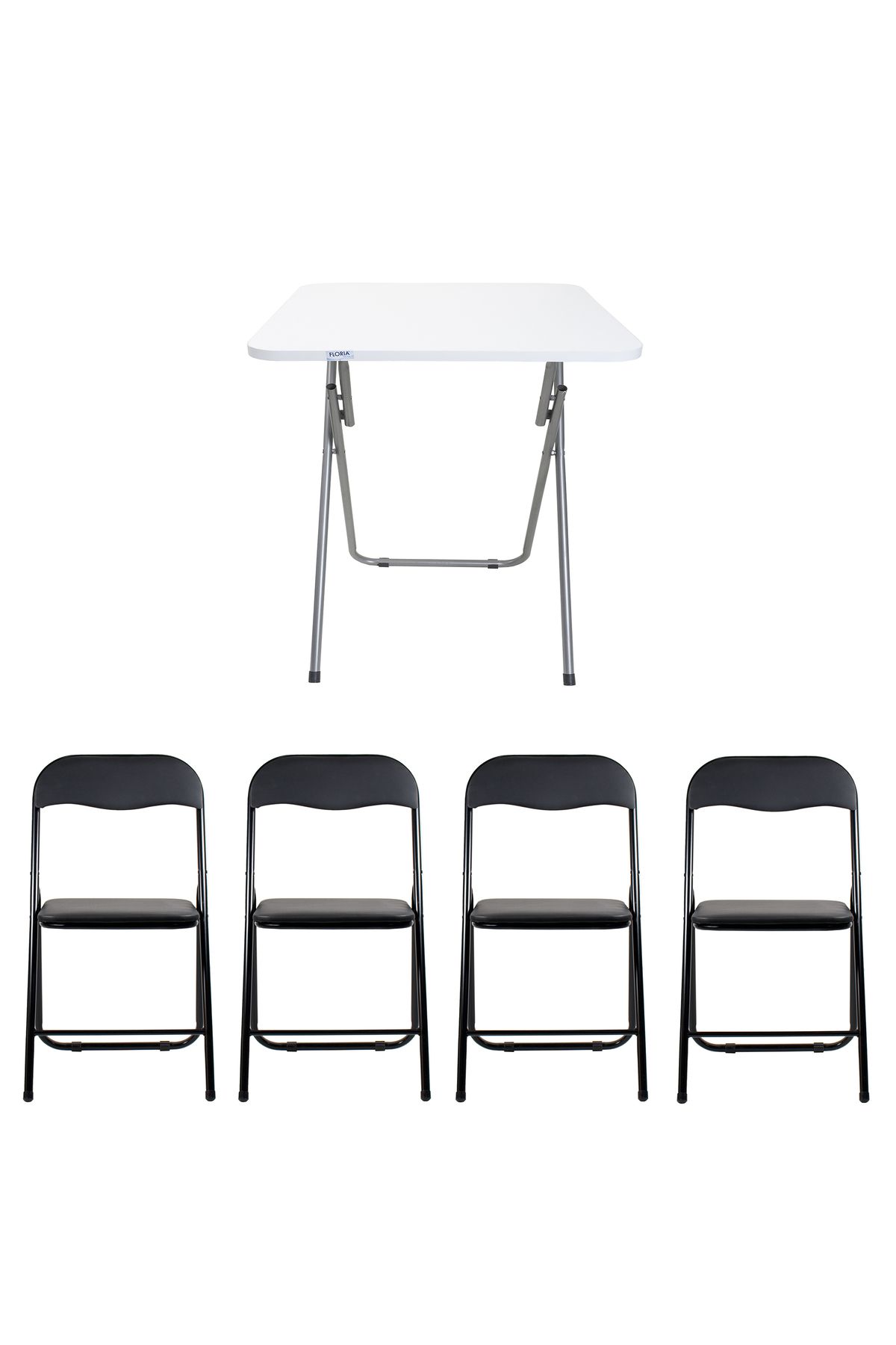 Zilan Masă Pliabilă Cu Blat Din Mdf, Dimensiuni 60x60x72cm, Albă + 4 X Scaune Pliabile De Bucătărie Zln 7002_4s - One Size